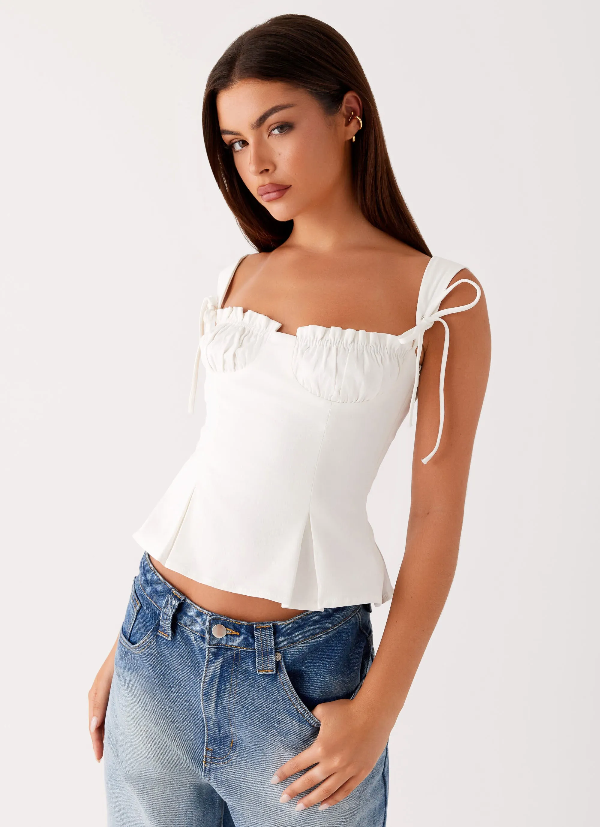Petal Sleeve Architecture Daydreams Top - White