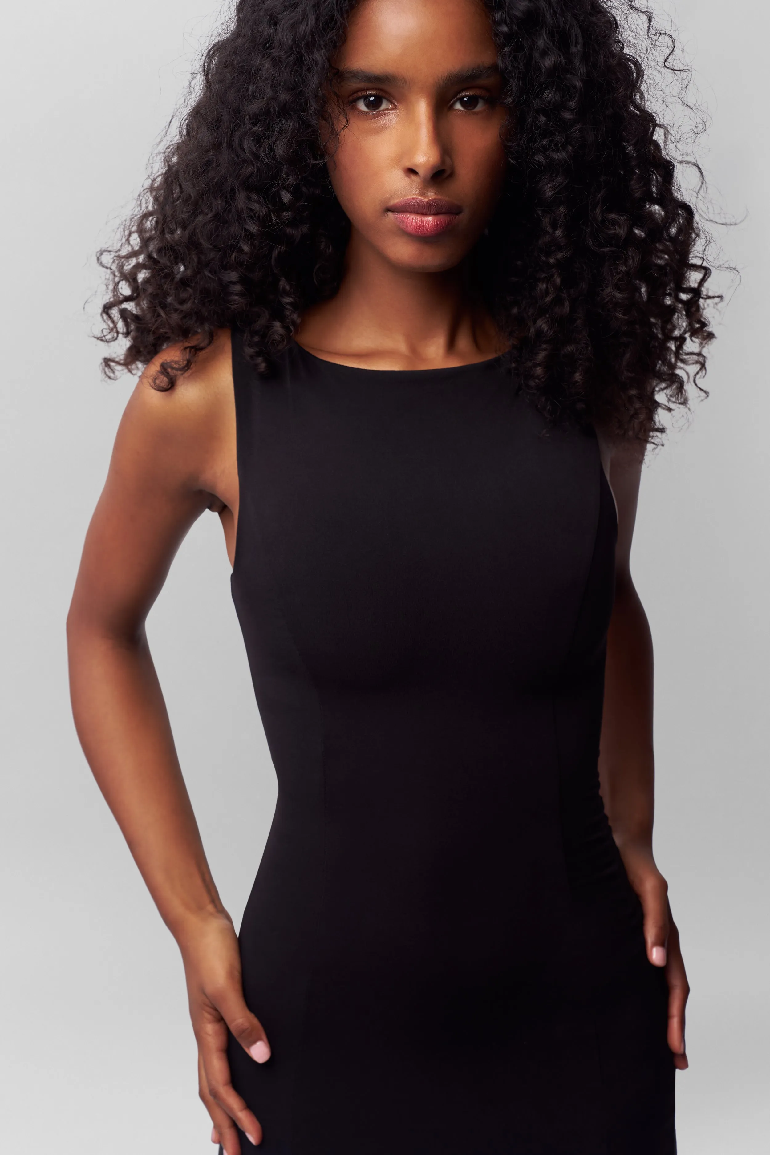 Daye Midi Dress Boat-Neck Smooth Blend