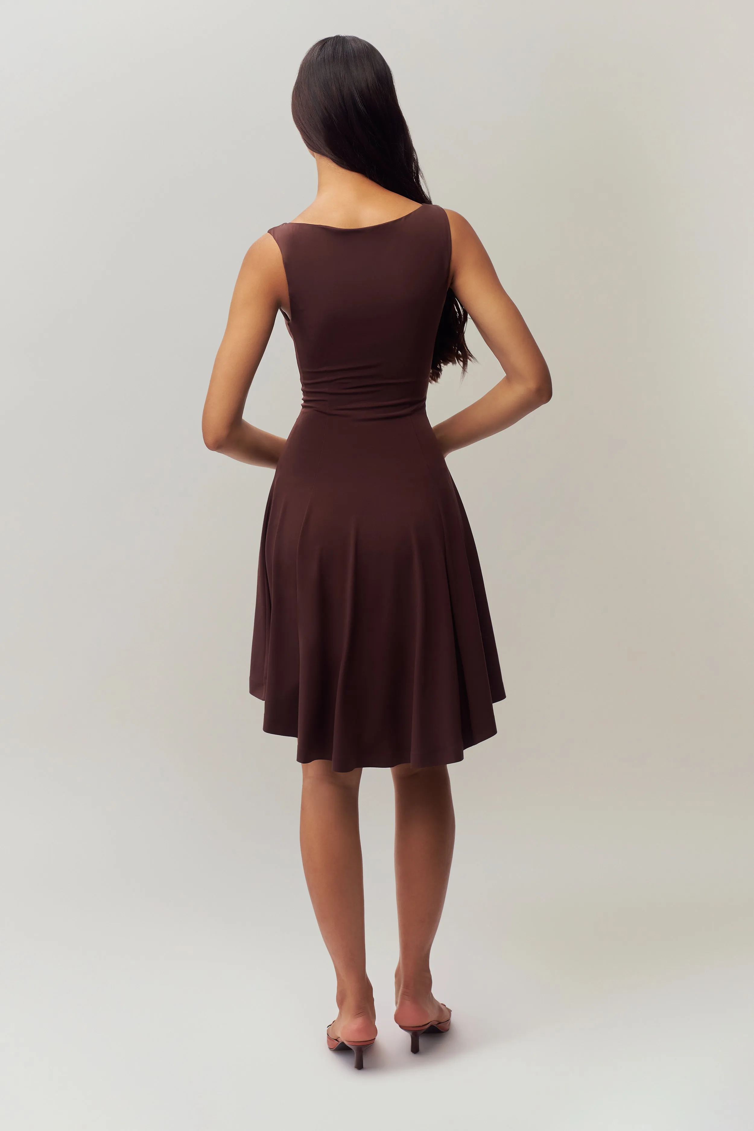 Satin-Sleeve Belted-Style Daye Mini Dress