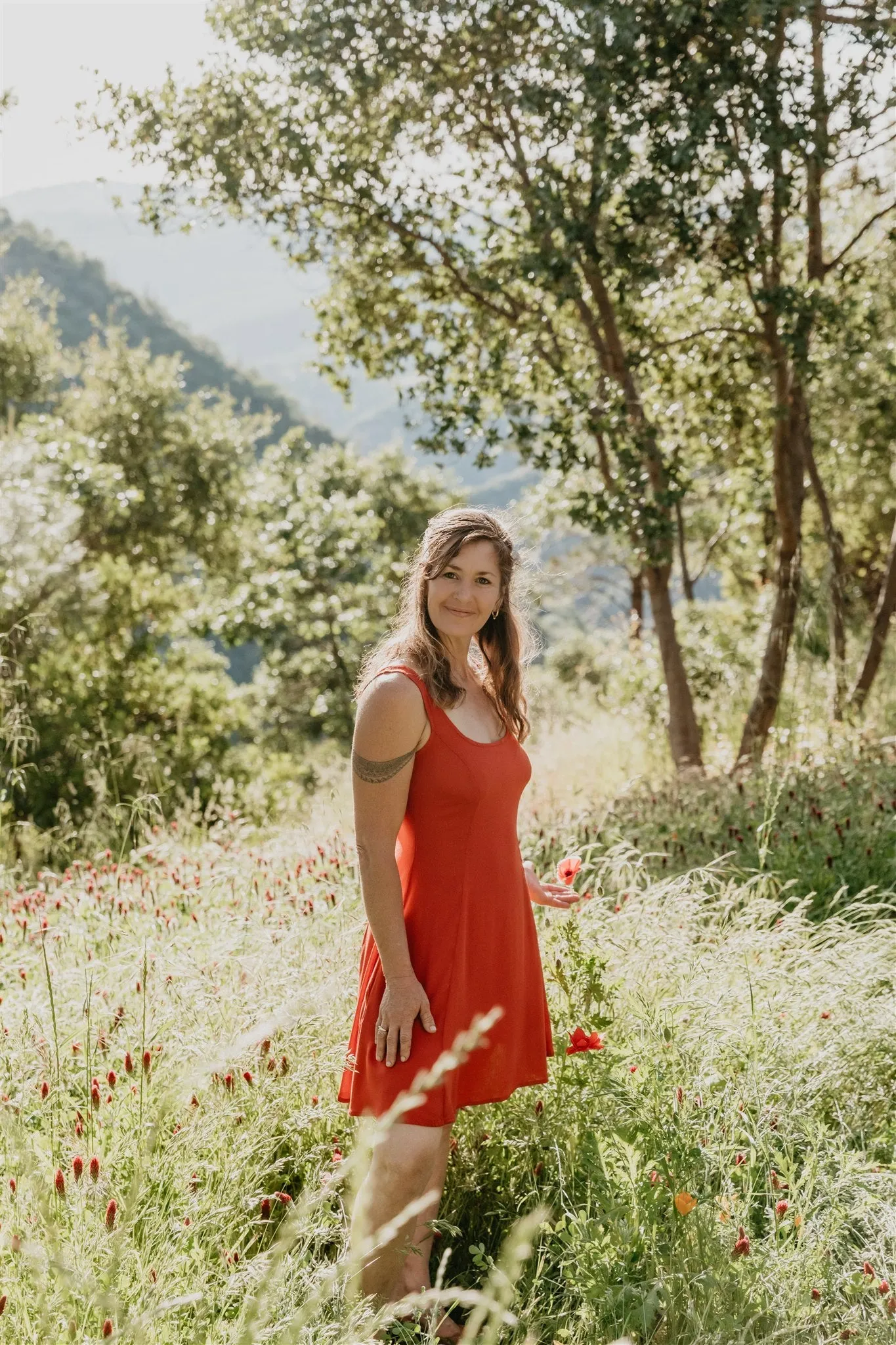 Delana Dress in Coral Challis Texture Softness