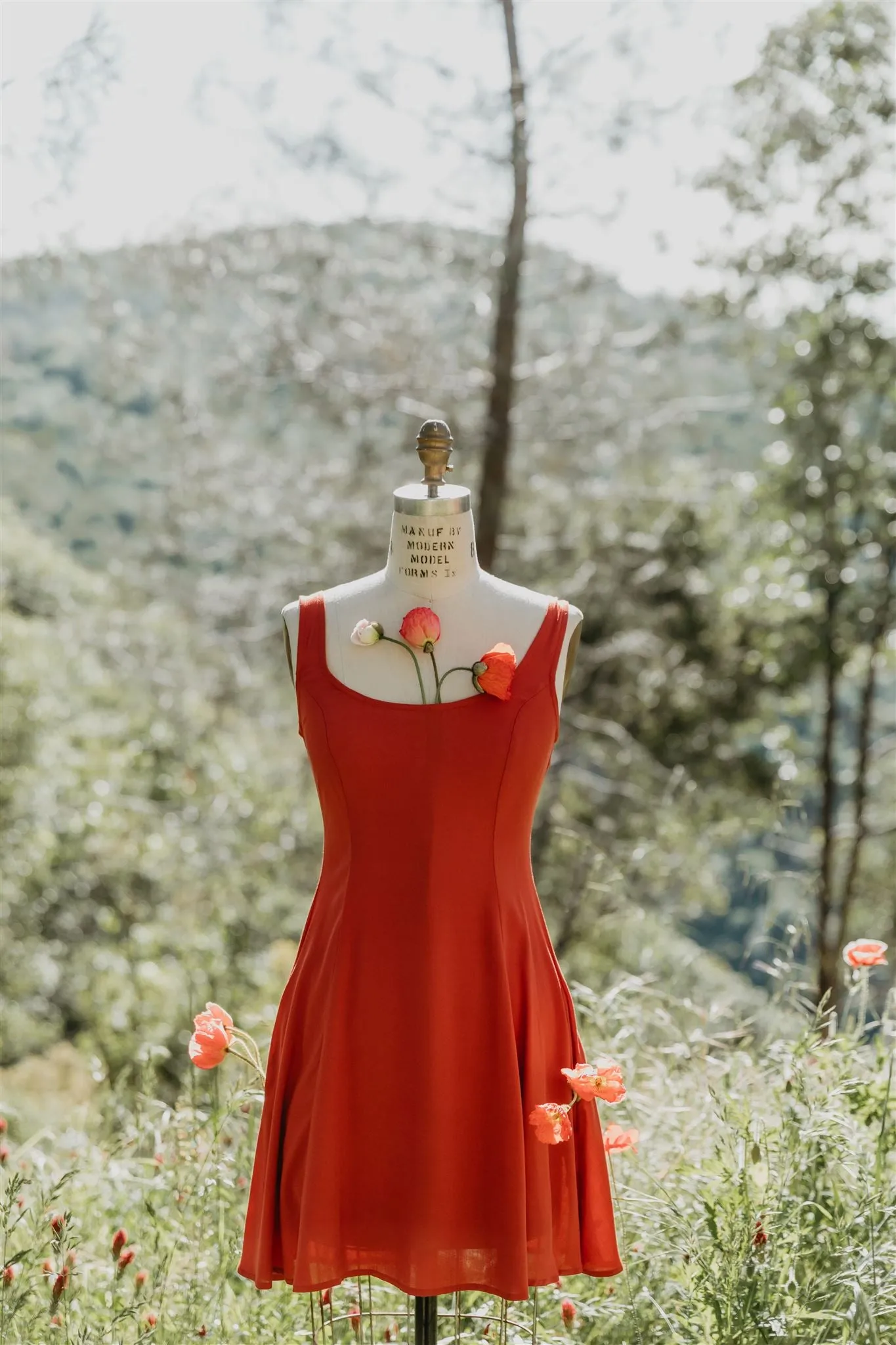 Magnetic-Closure Delana Dress in Coral Challis