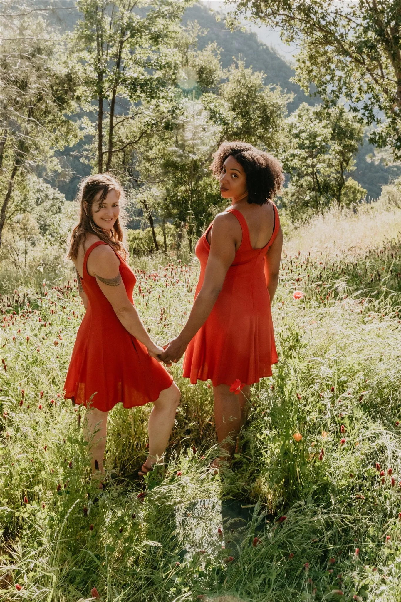 Light Finish Influencer-Style Delana Dress in Coral Challis