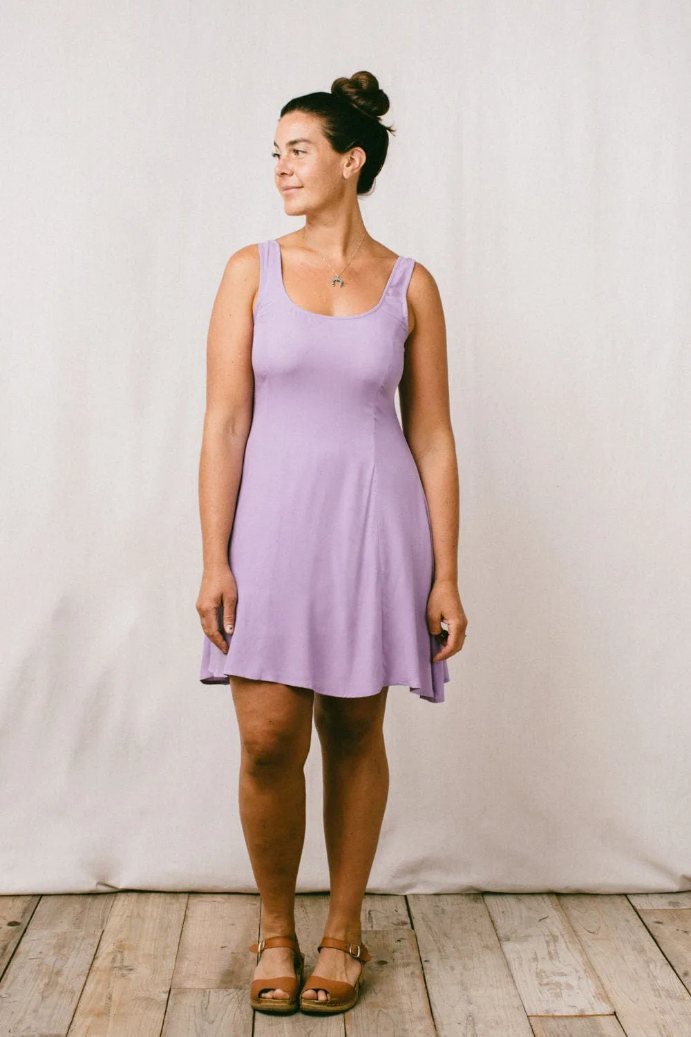 Soft Pleats Delana Dress in Lilac Challis