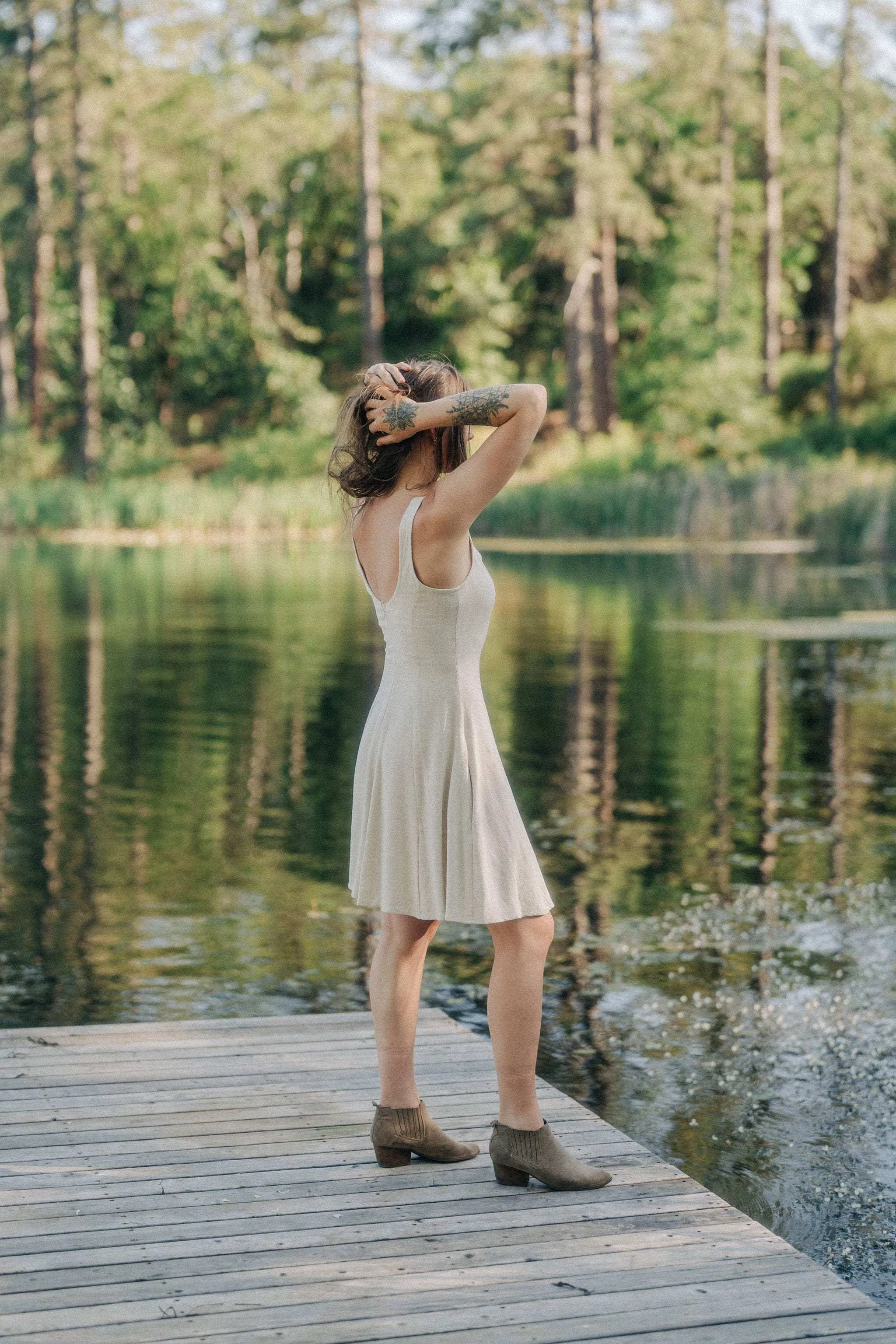 Delana Dress in Oat Linen Day-To-Night Wear Soft Shine