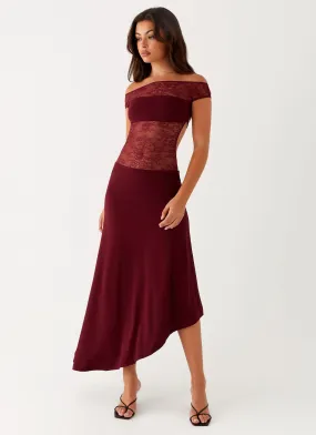 Chic Appeal Music-Concert Francoise Lace Midi Dress - Burgundy
