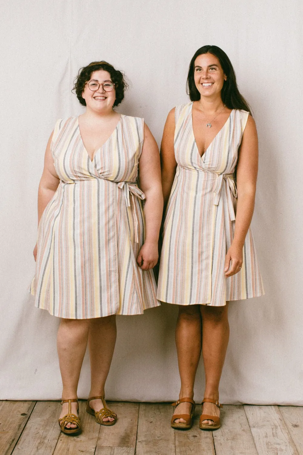 Thea Dress in Linen Stripe Chic Balance Easy Wrap