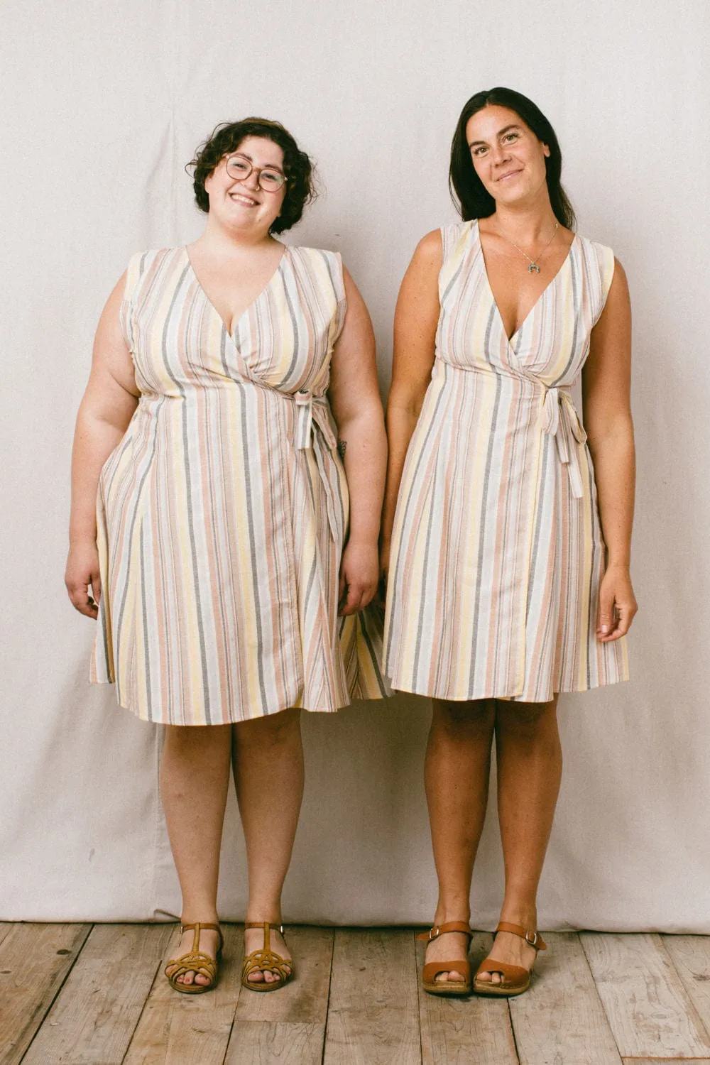 Thea Dress in Linen Stripe Rural Charm