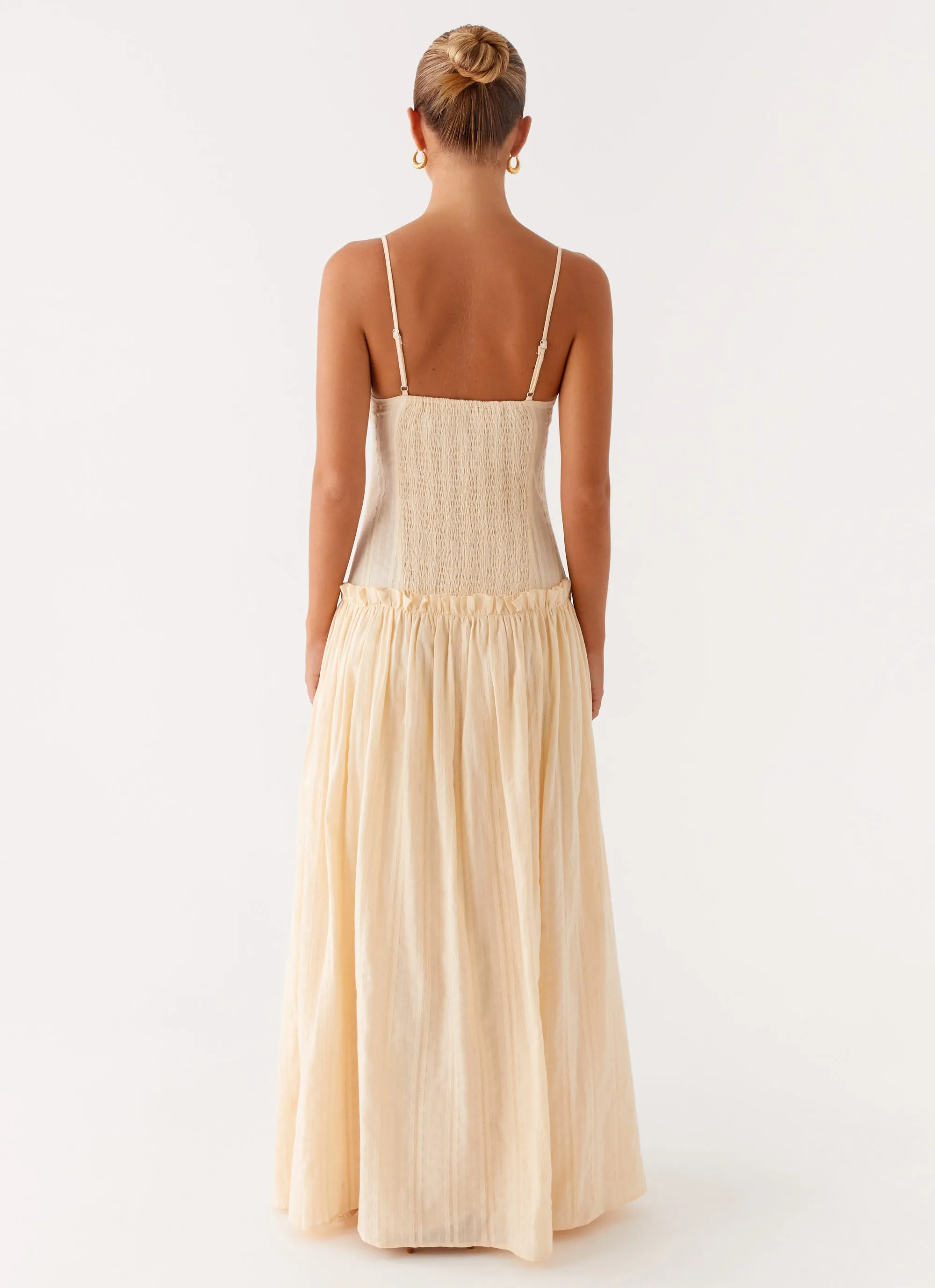 Sleek Drape Evening Classic Jacinda Drop Waist Maxi Dress - Cream