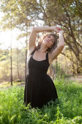 Agnes dress in Black Linen Morning Glow Evening Motion