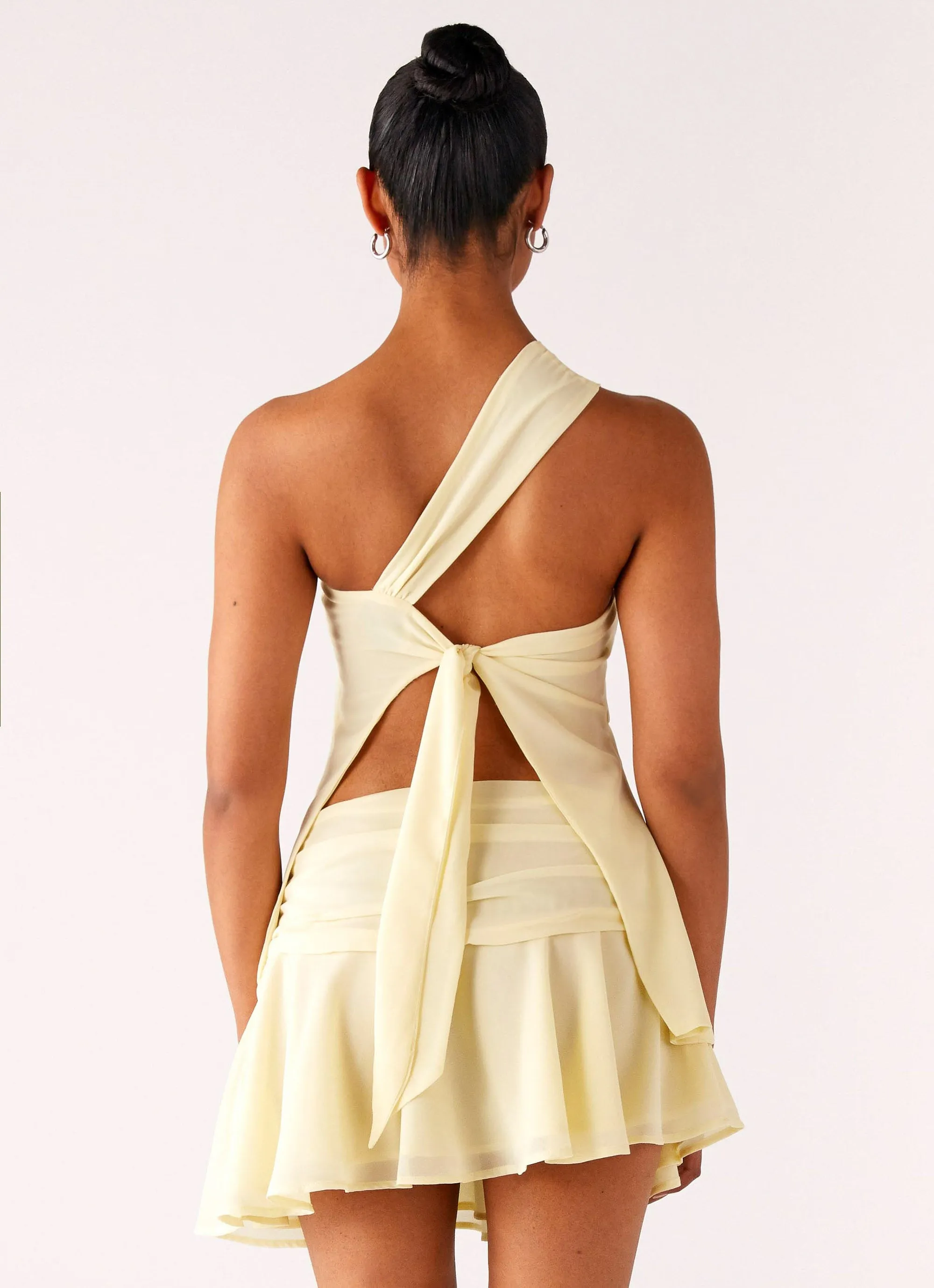 Soft Touch Texture Delight Me Asymmetrical Top - Yellow