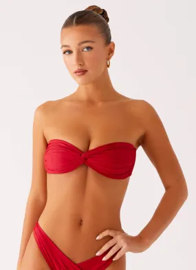 Delta Bandeau Bikini Top - Deep Red Lifestyle Ready Quick Release Buckle