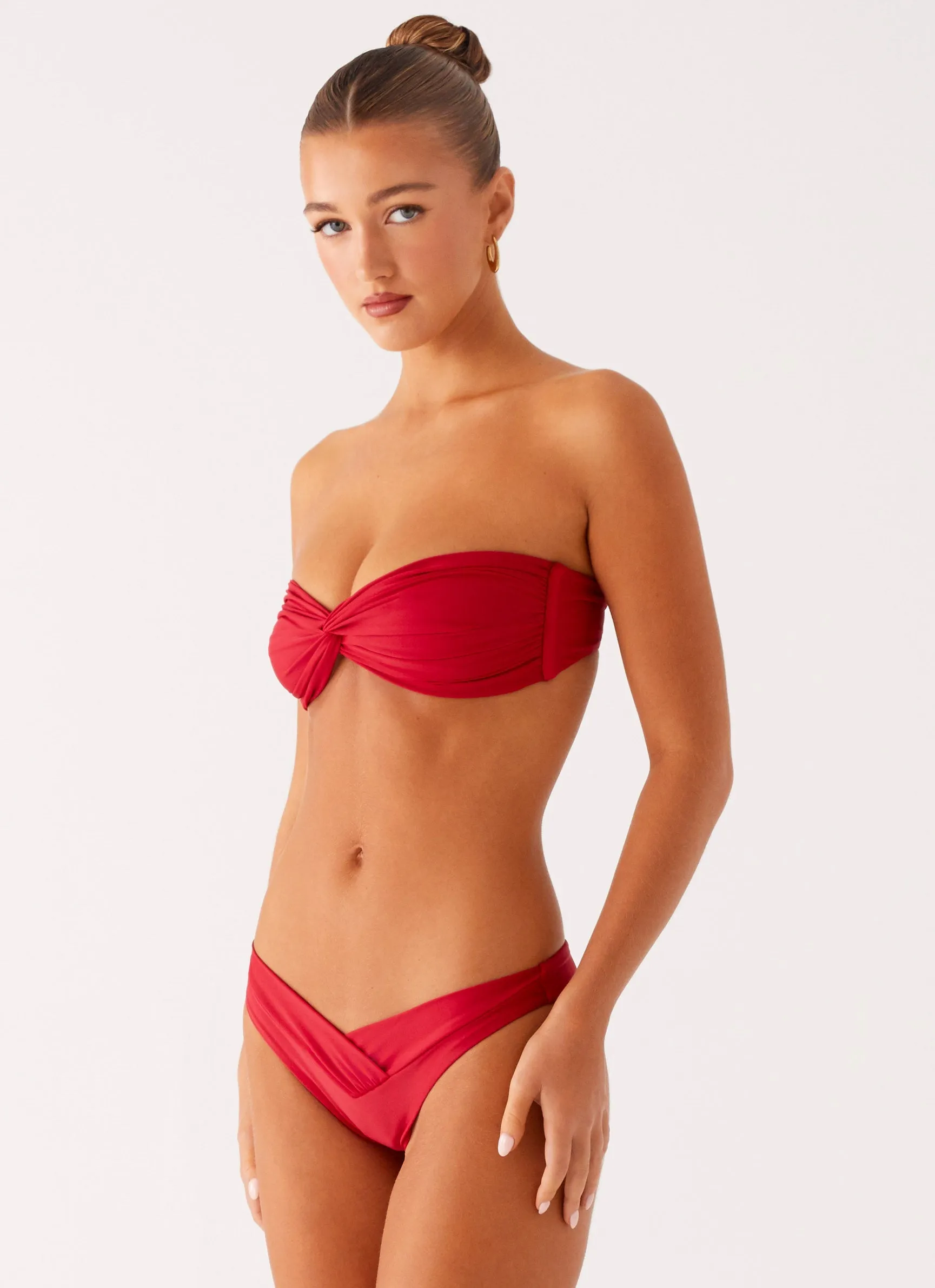 Delta Bandeau Bikini Top - Deep Red Quick Dry Swim