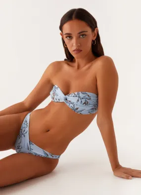 Delta Bikini Bottoms - Blue Floral Print Breathable mesh