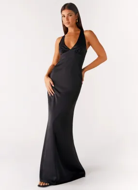 Desi Halterneck Maxi Dress - Black Clean Grace