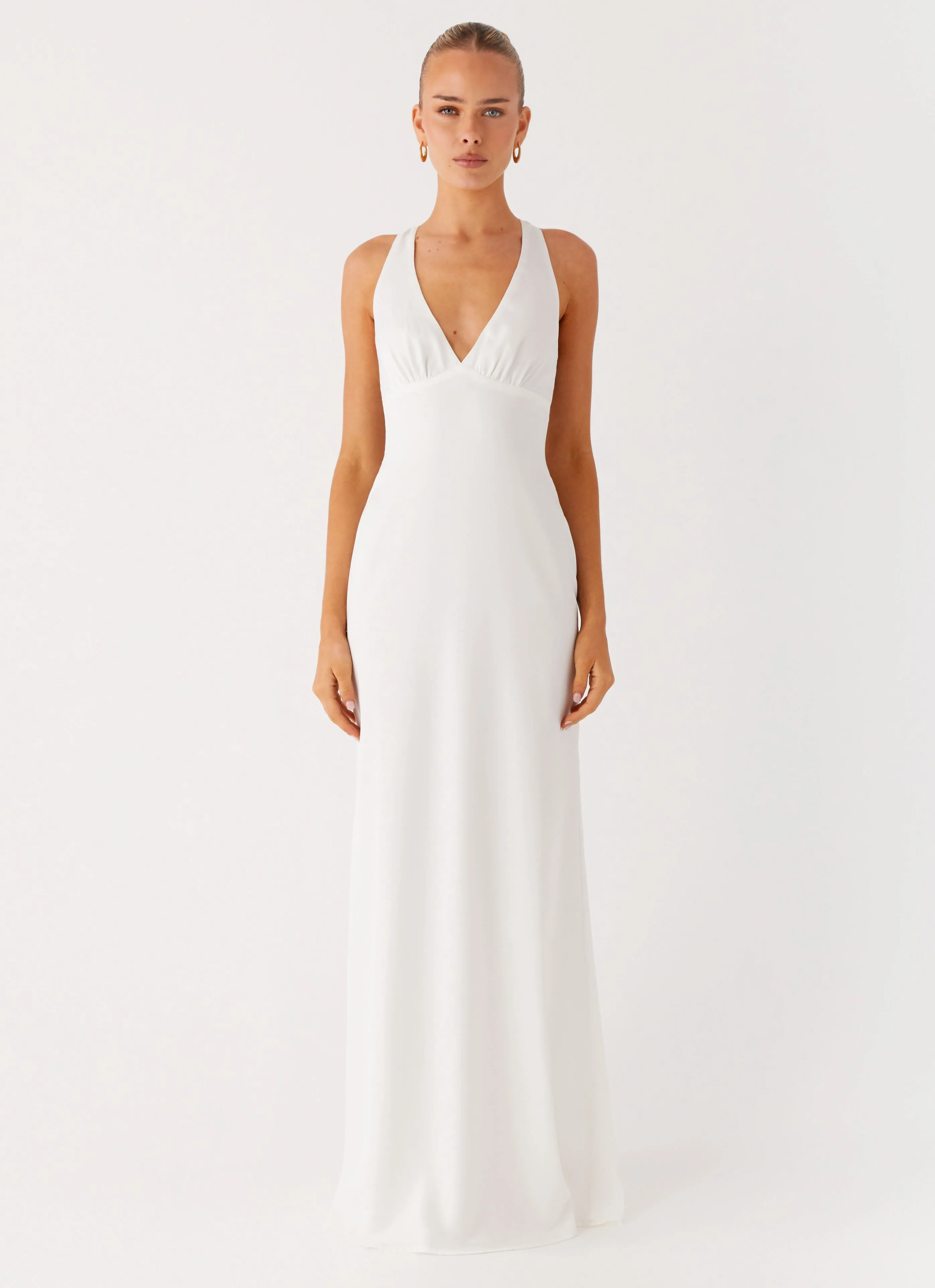 Desi Halterneck Maxi Dress - White Classic and Modern Rural Charm
