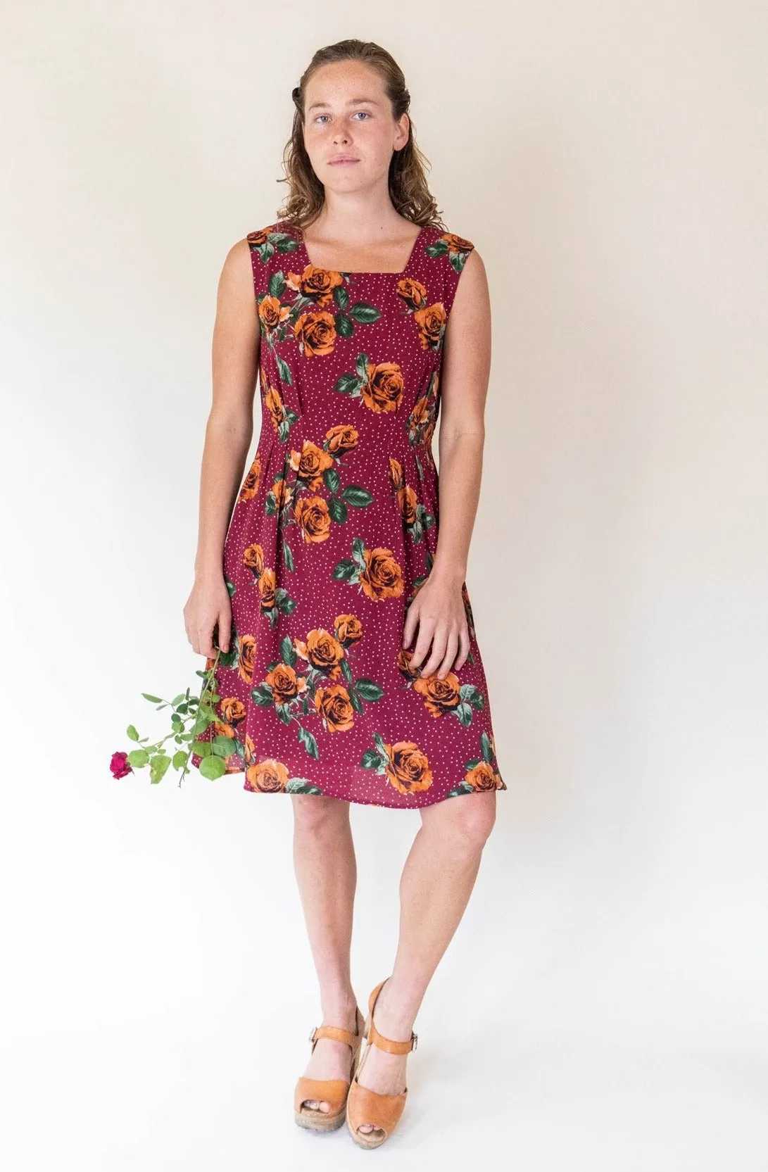 Artistic Shape Pleiades Dress in Red Rose Dot