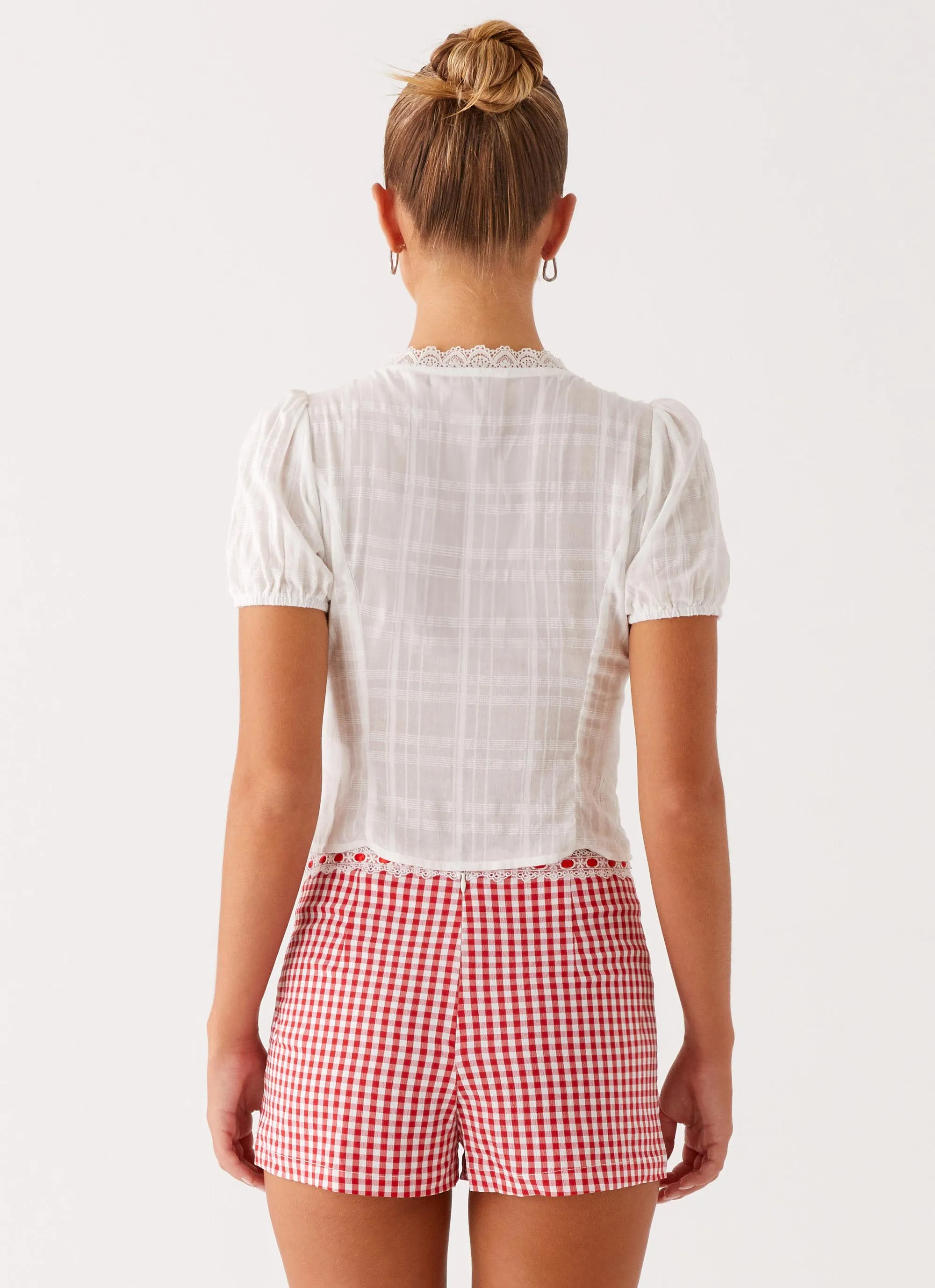 Devon Micro Shorts - Red Gingham Fresh Style