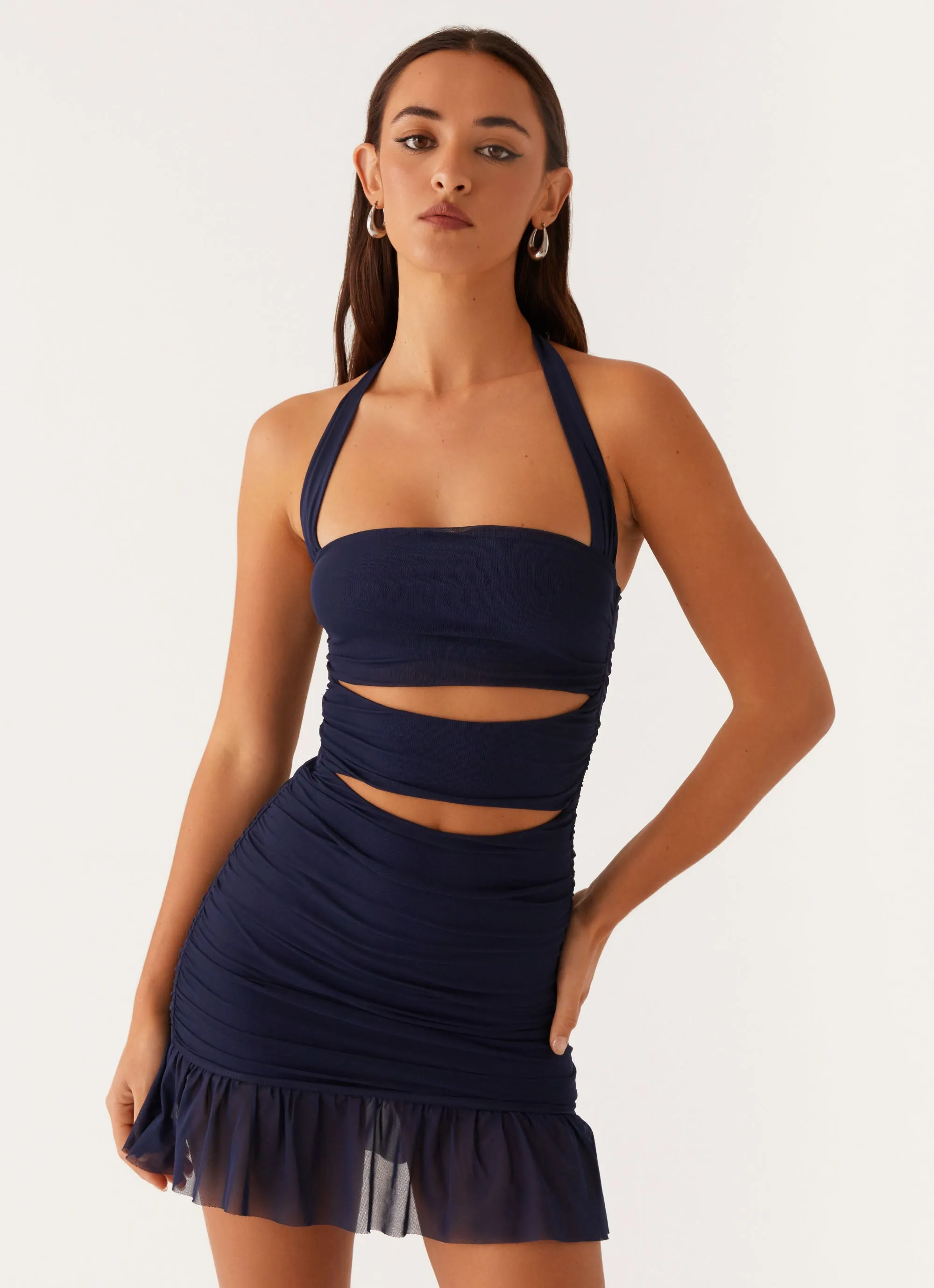 raw hem Devyn Mini Dress - Navy
