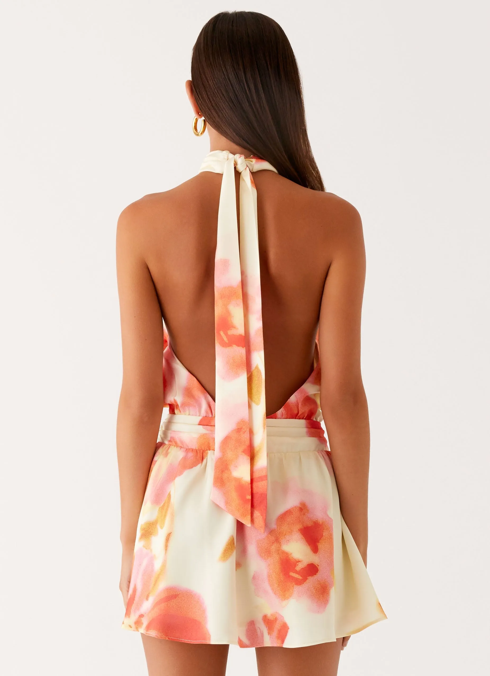 Polished Fit Spring Mood Diablo Backless Mini Dress - Mimosa Blossom