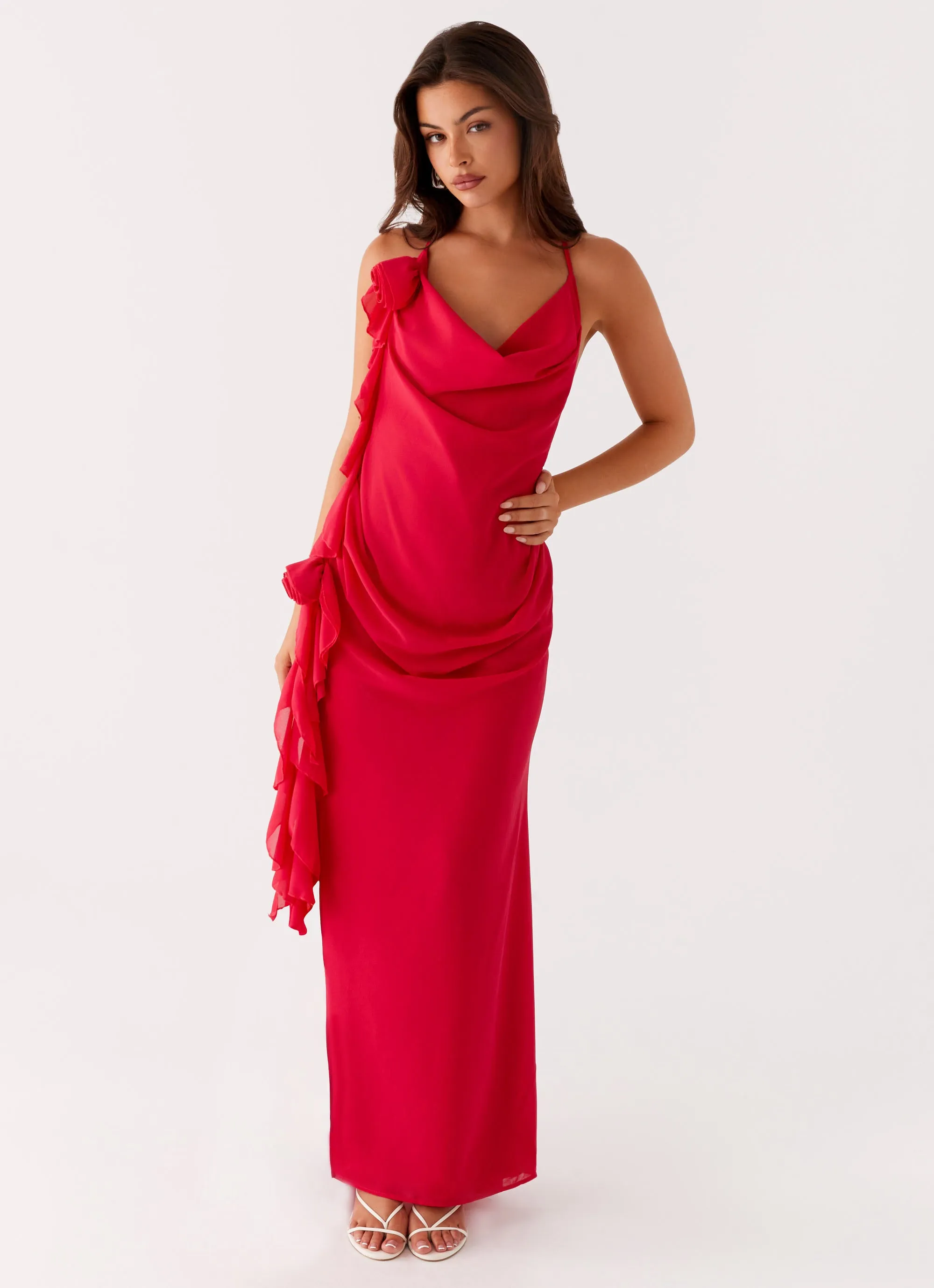 Minimal Cut Diedre Rose Strappy Maxi Dress - Raspberry