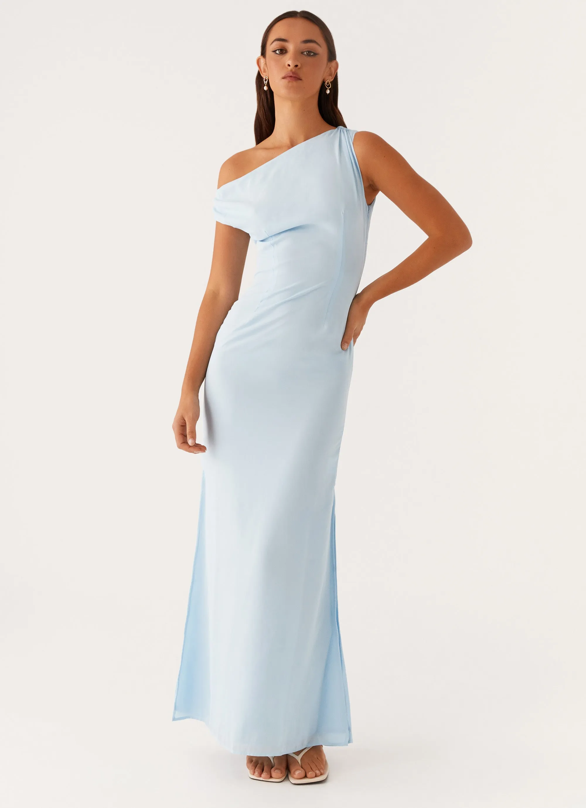 Easy Fit Chic Tailoring Dinner Date Maxi Dress - Blue