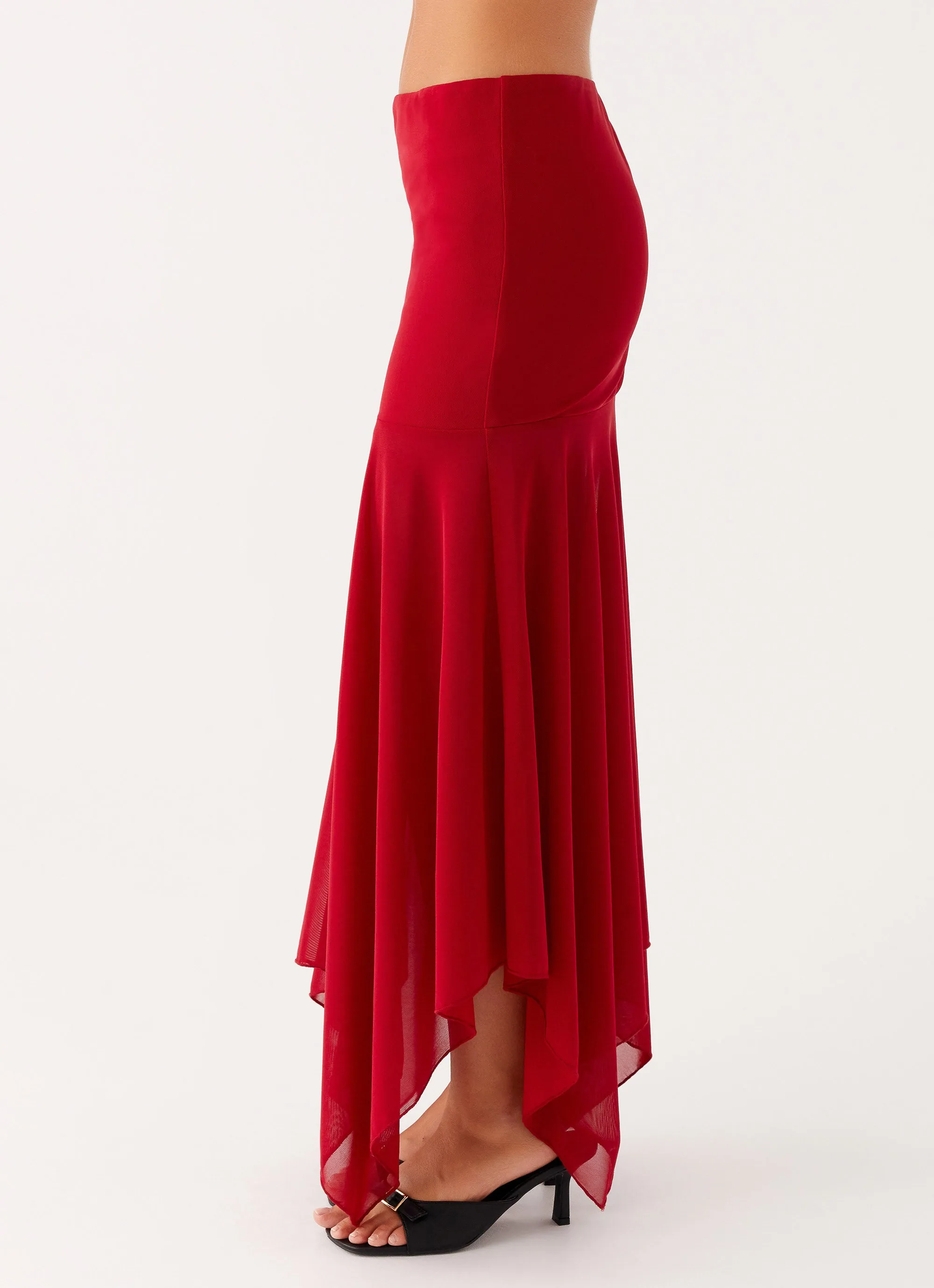 Seasonal Layering Airy Comfort Dionne Maxi Skirt - Red