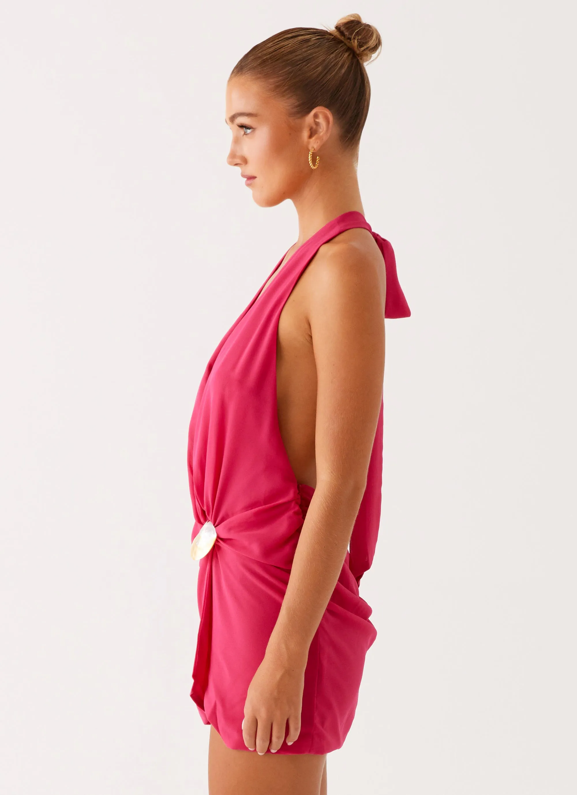 Eleanora Plunge Mini Dress - Pink Eco Friendly Outfit Mix