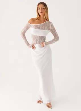 Take Your Time Maxi Dress - White Silky Movement Modern Texture