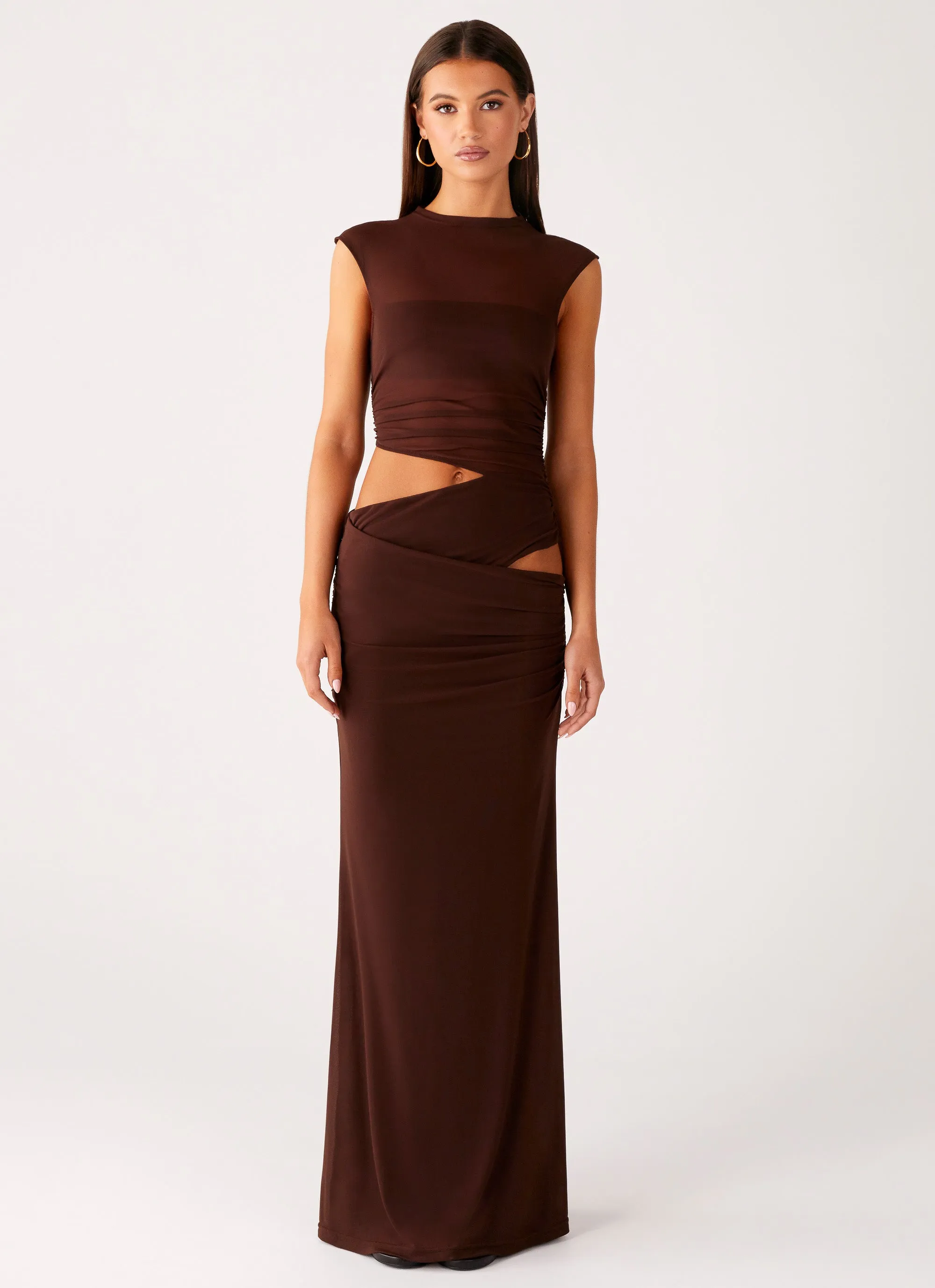 Neat Finish Natural Light Briony Maxi Dress - Cool Chocolate