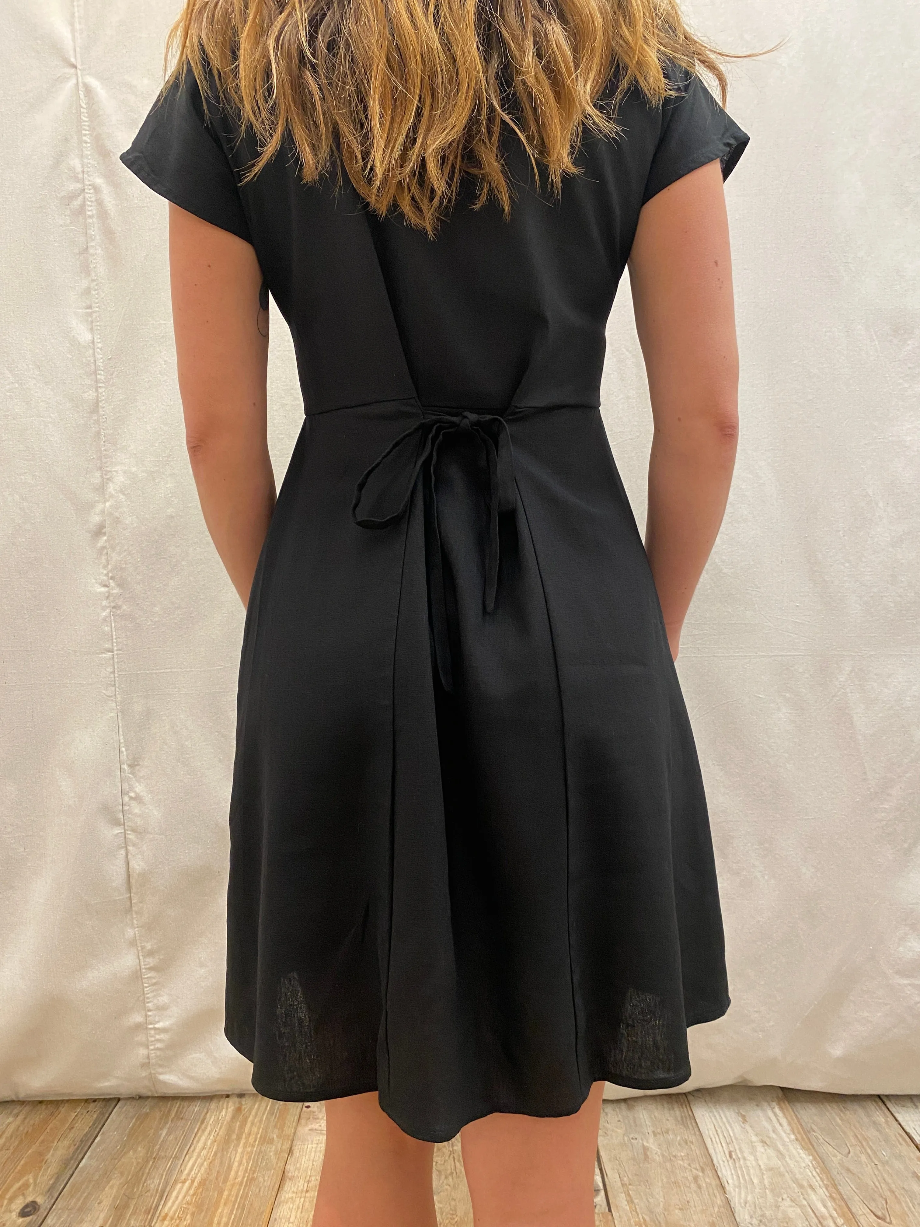 Dolman Dress in Black Linen Comfy and Chic Grace Vibe