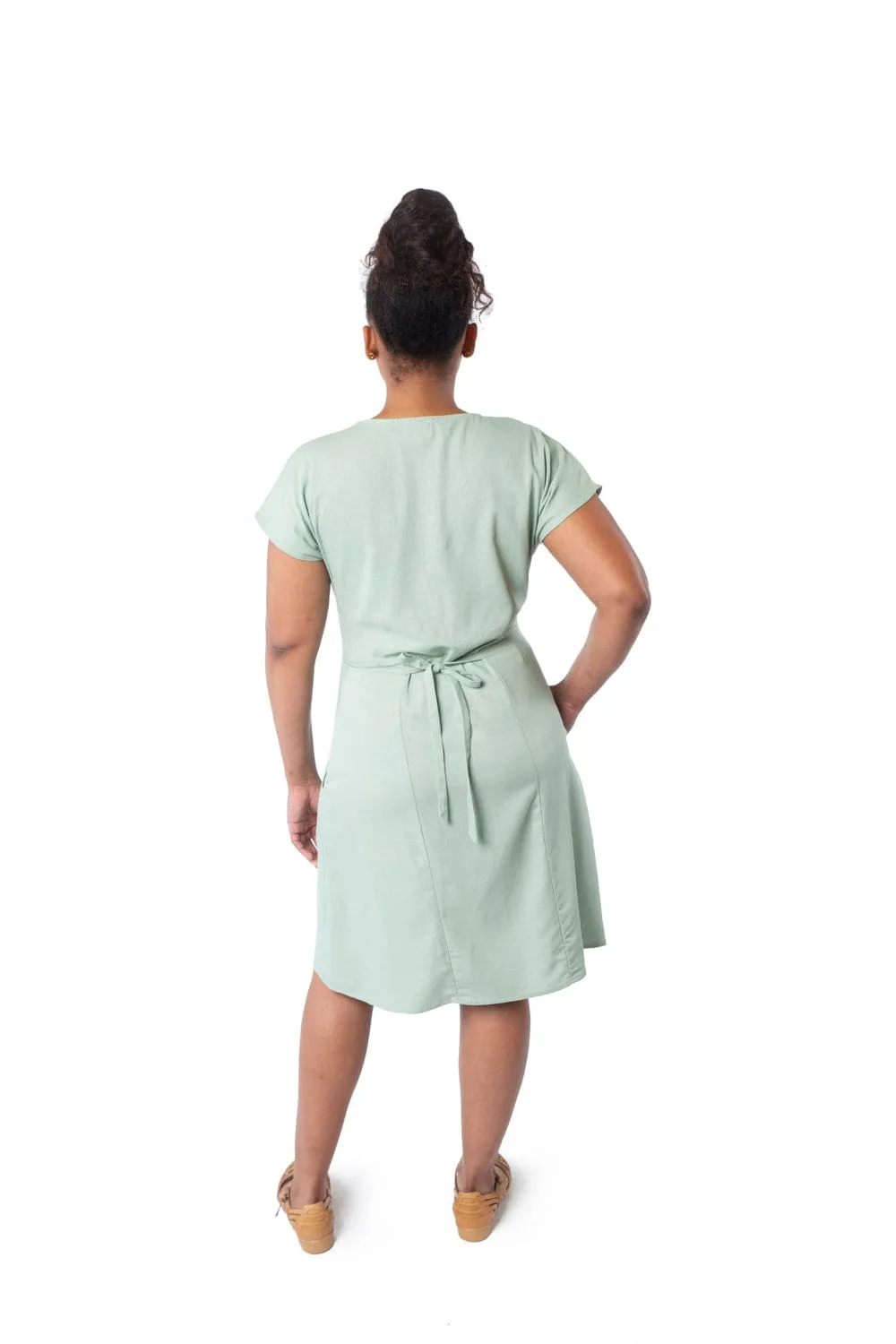 Cool Look Dolman Dress in Sage Linen