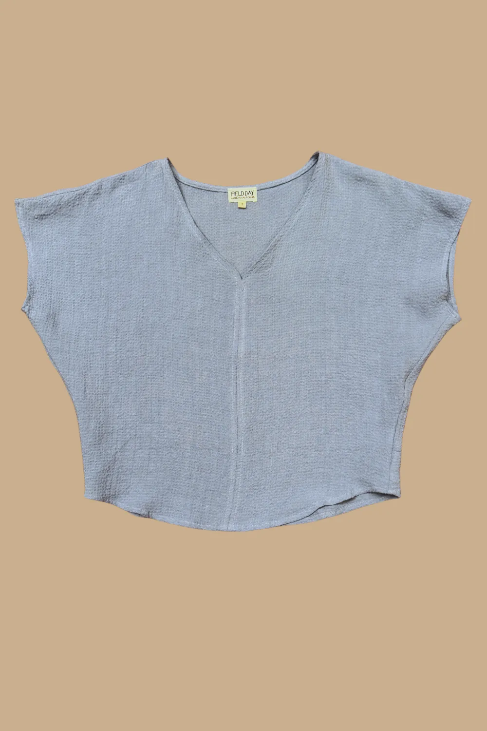 Friction Reducing Finish Stretch Knit Fabric Dolman Top in BB Blue Texture Cotton