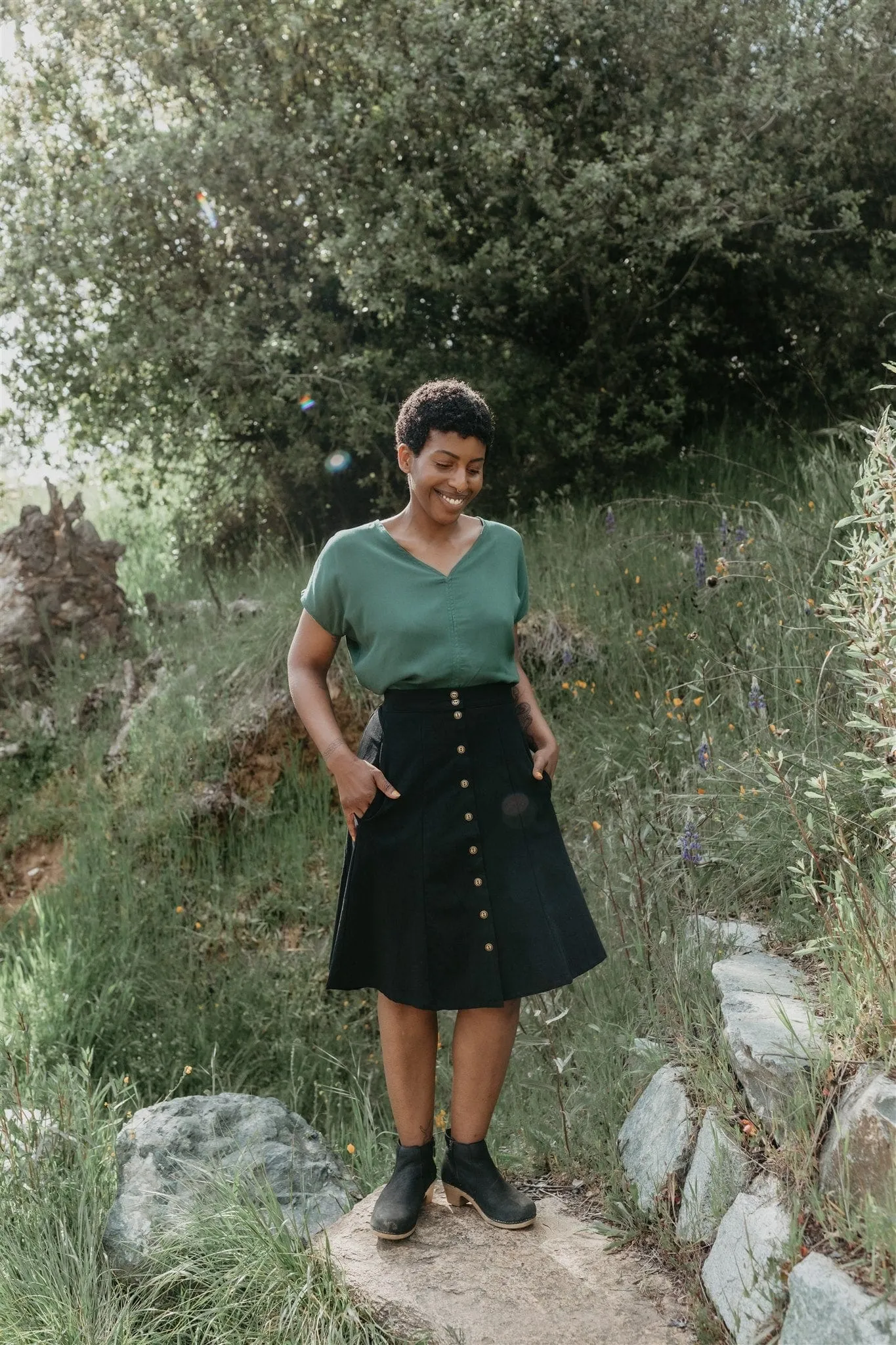 AntiBacterial Coating Dolman Top in Emerald Challis