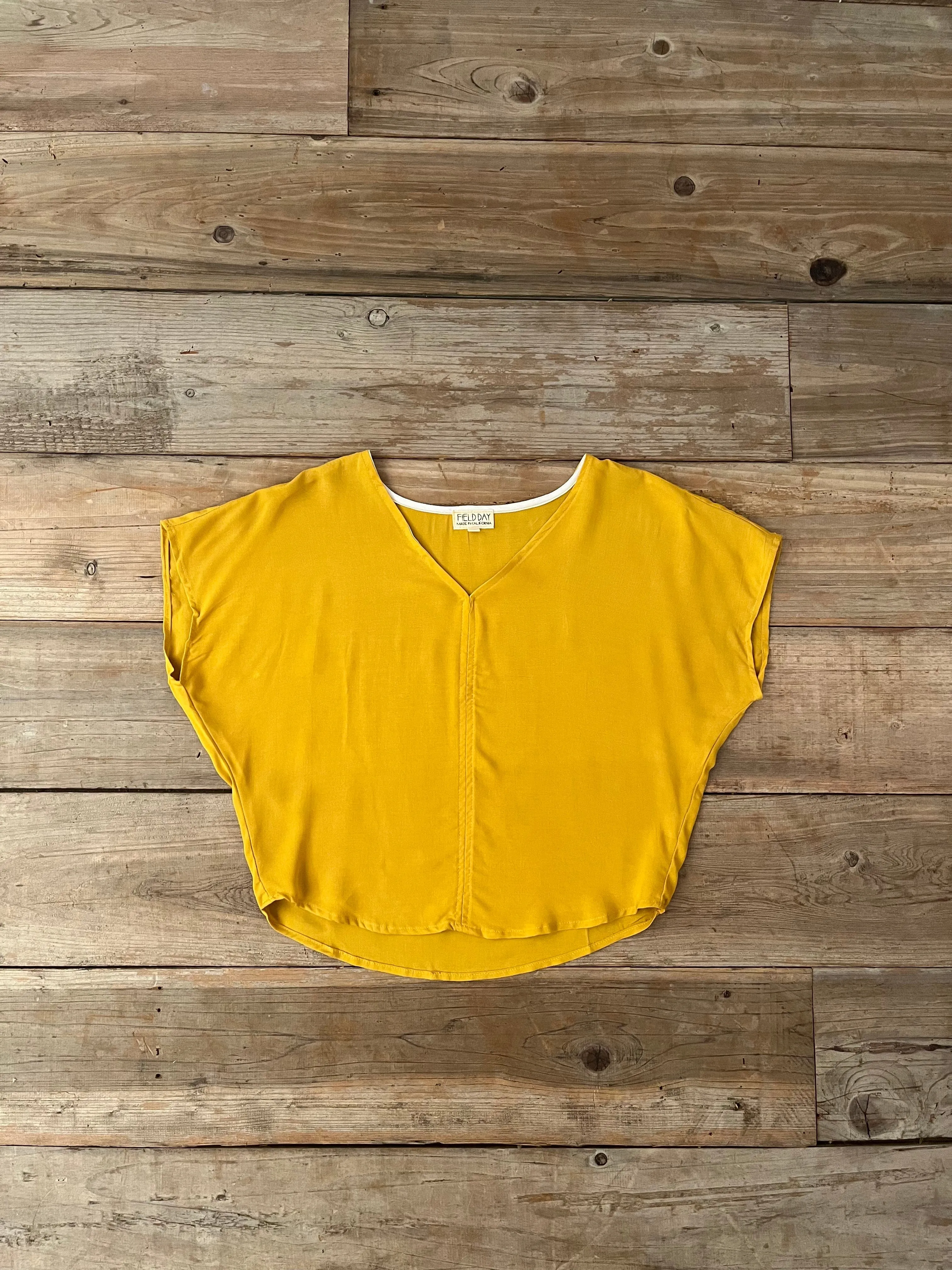Dolman Top in Mustard Challis Classic Crew Neck