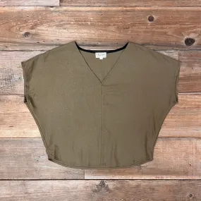 Dolman Top in Olive Raw Silk Lightweight Fabric Chic Style