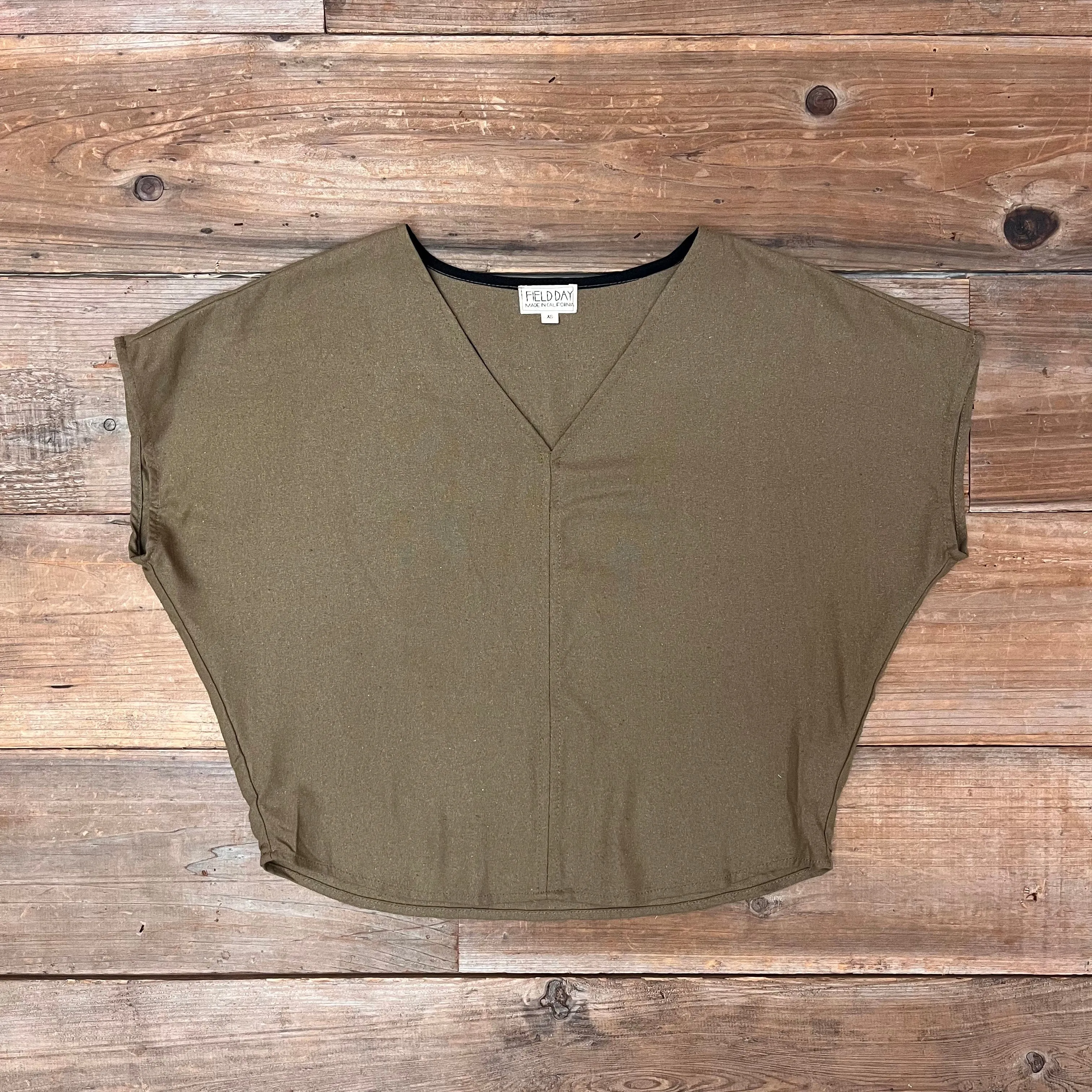 Dolman Top in Olive Raw Silk Lightweight Fabric Chic Style