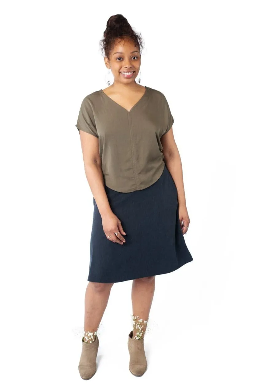 Dolman top in Olive Rayon Twill Durable Weave
