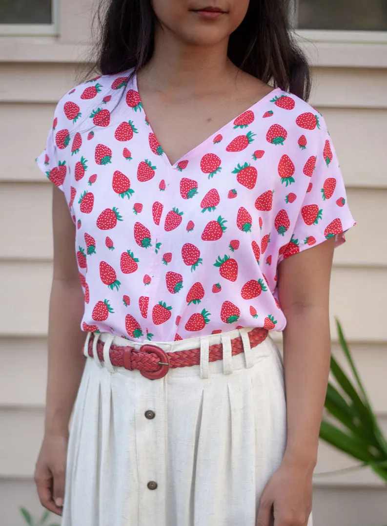 NonIrritatingEdges Dolman Top in Strawberry Cotton