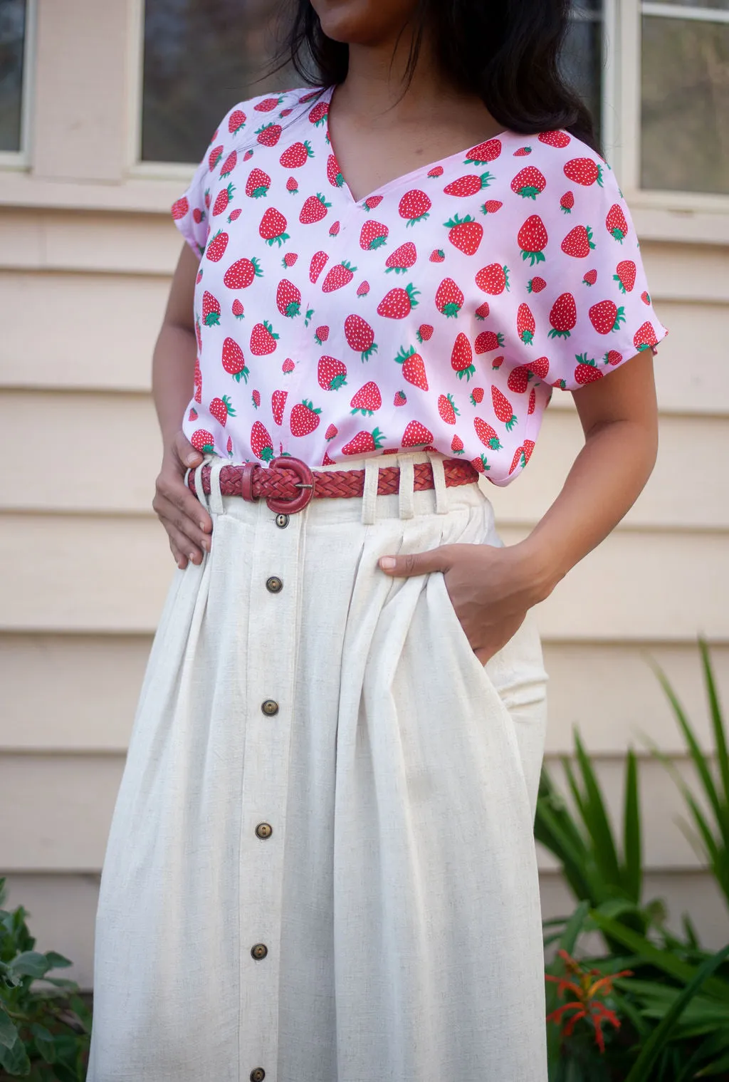 Dolman Top in Strawberry Cotton Durable Double Stitching
