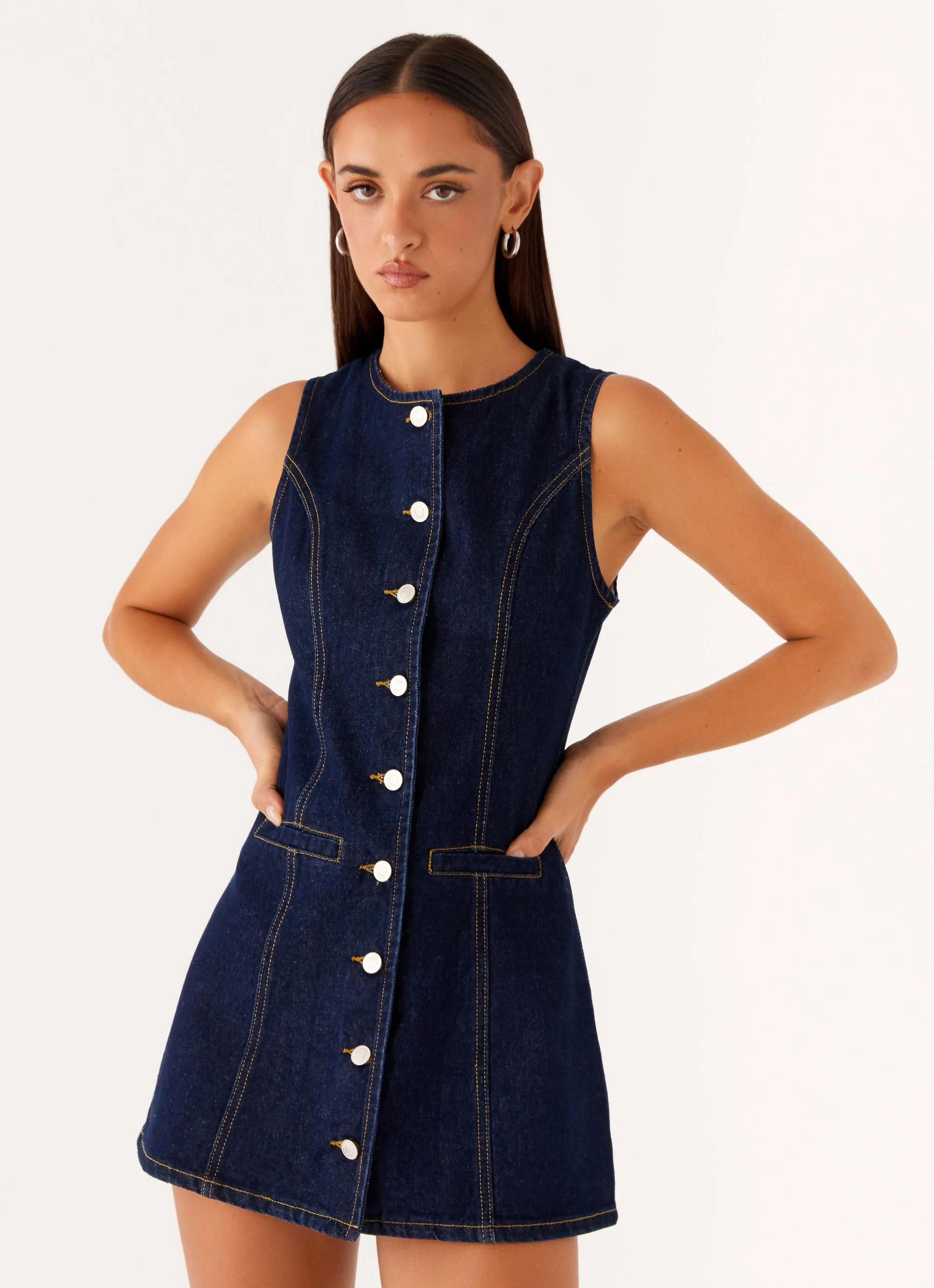 Quick Wear Minimalist fashion Dolton Mini Dress - Indigo