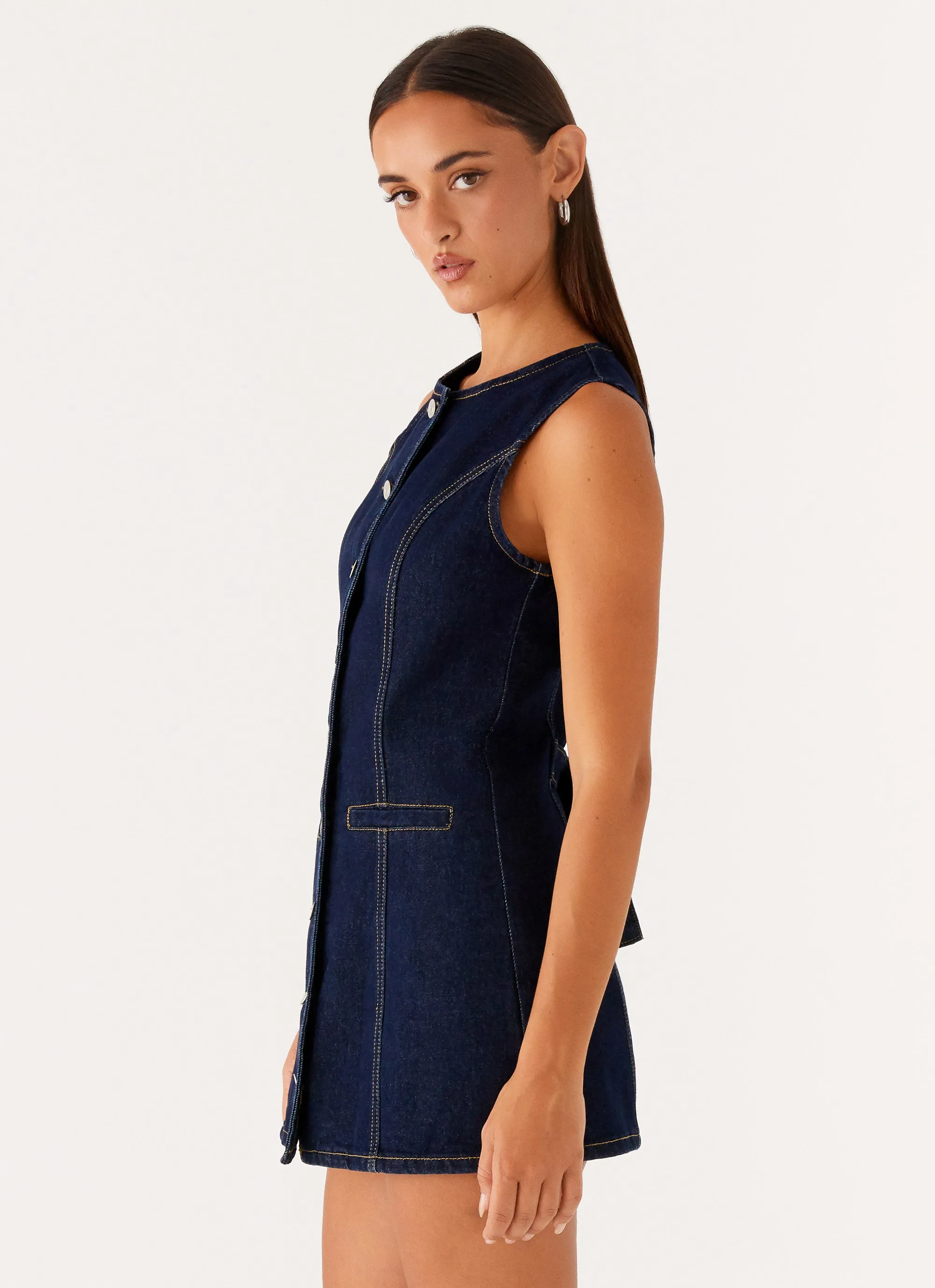 Dolton Mini Dress - Indigo Easy Outfit Adjustable Ties