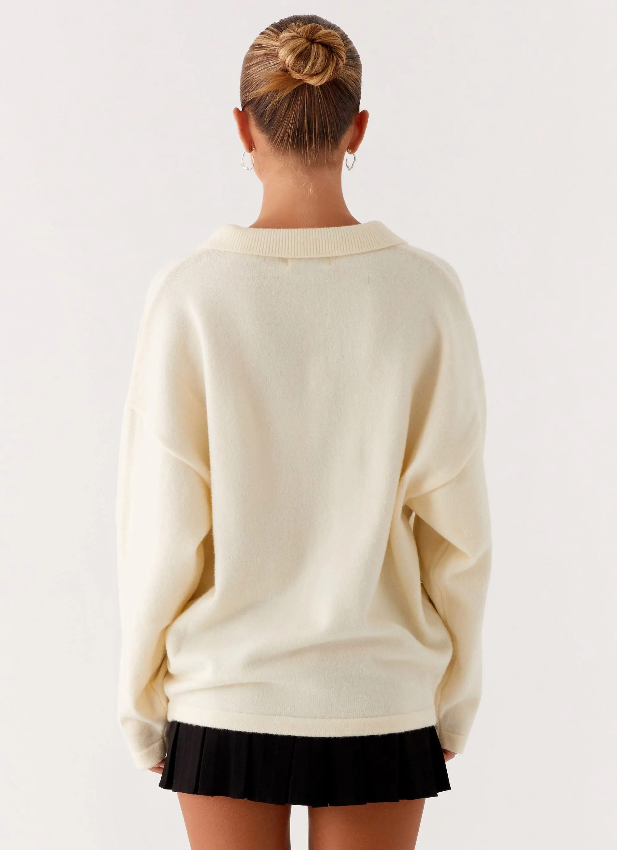 Essential Style Dorian Button Knit Sweater - Ivory