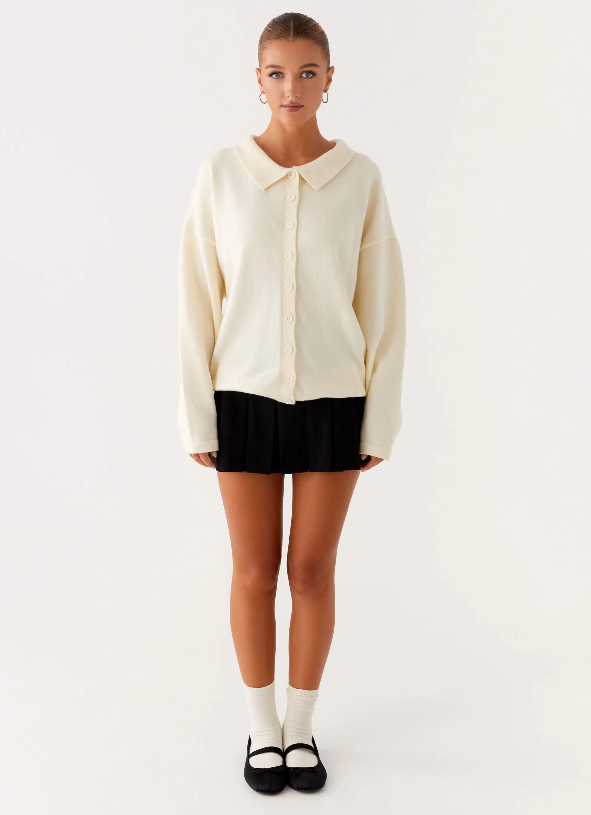 Polished Look Layered Comfort Look Dorian Button Knit Sweater - Ivory