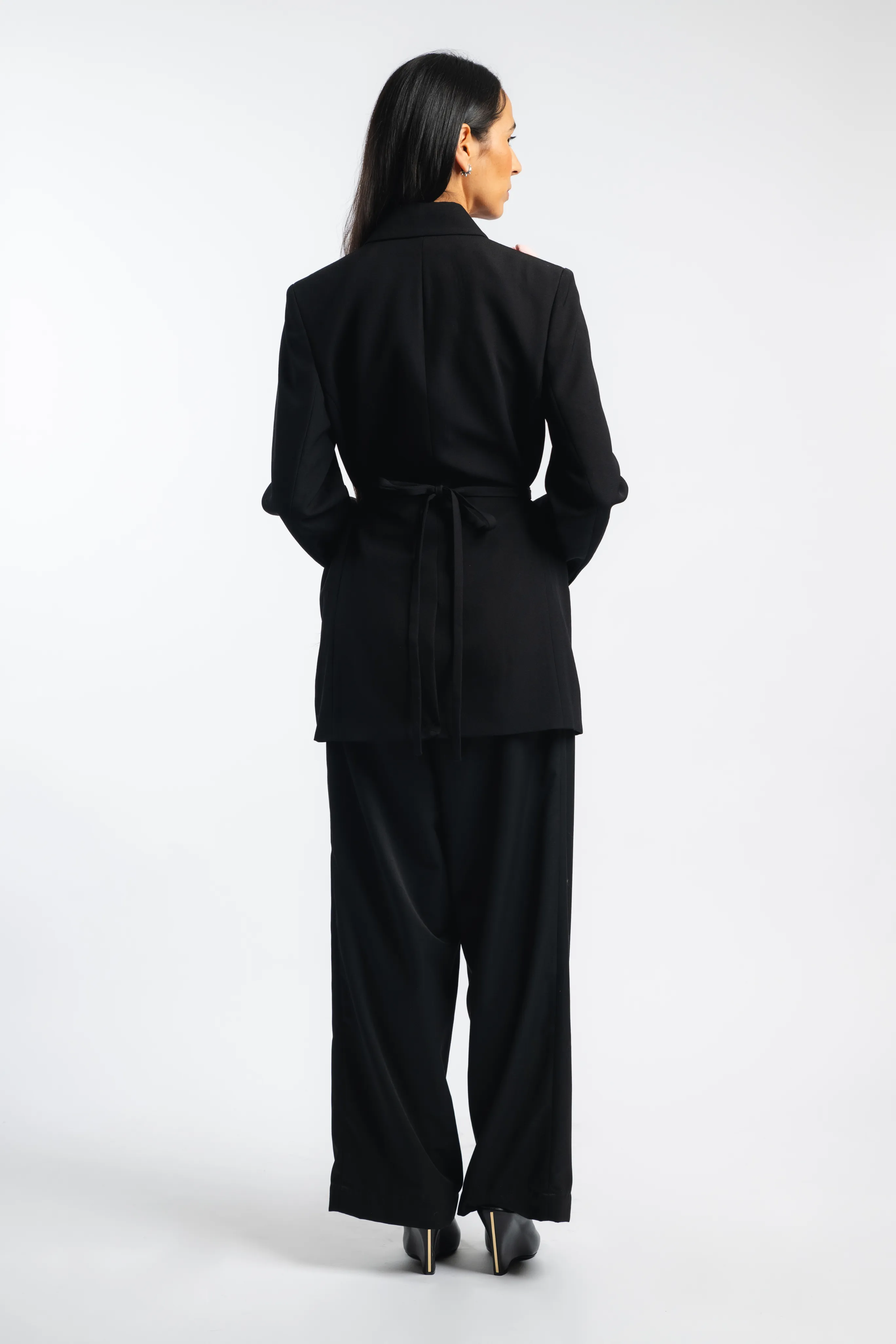 Double Breasted Belted Blazer Travel Light Fit