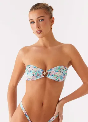 Abrasion resistant Lory Strapless Bikini Top - Santorini Floral