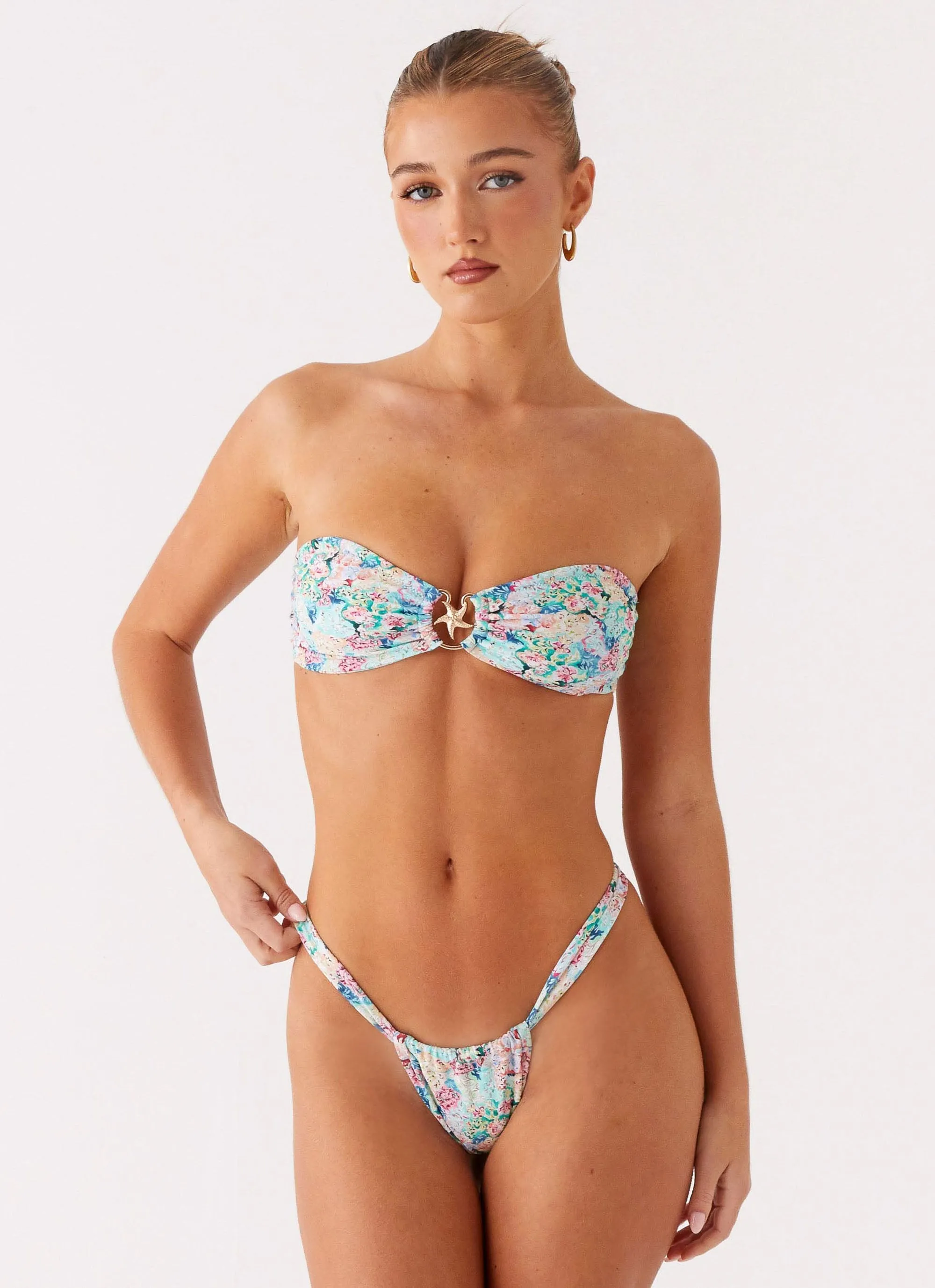Lory Strapless Bikini Top - Santorini Floral Pool Party Swim