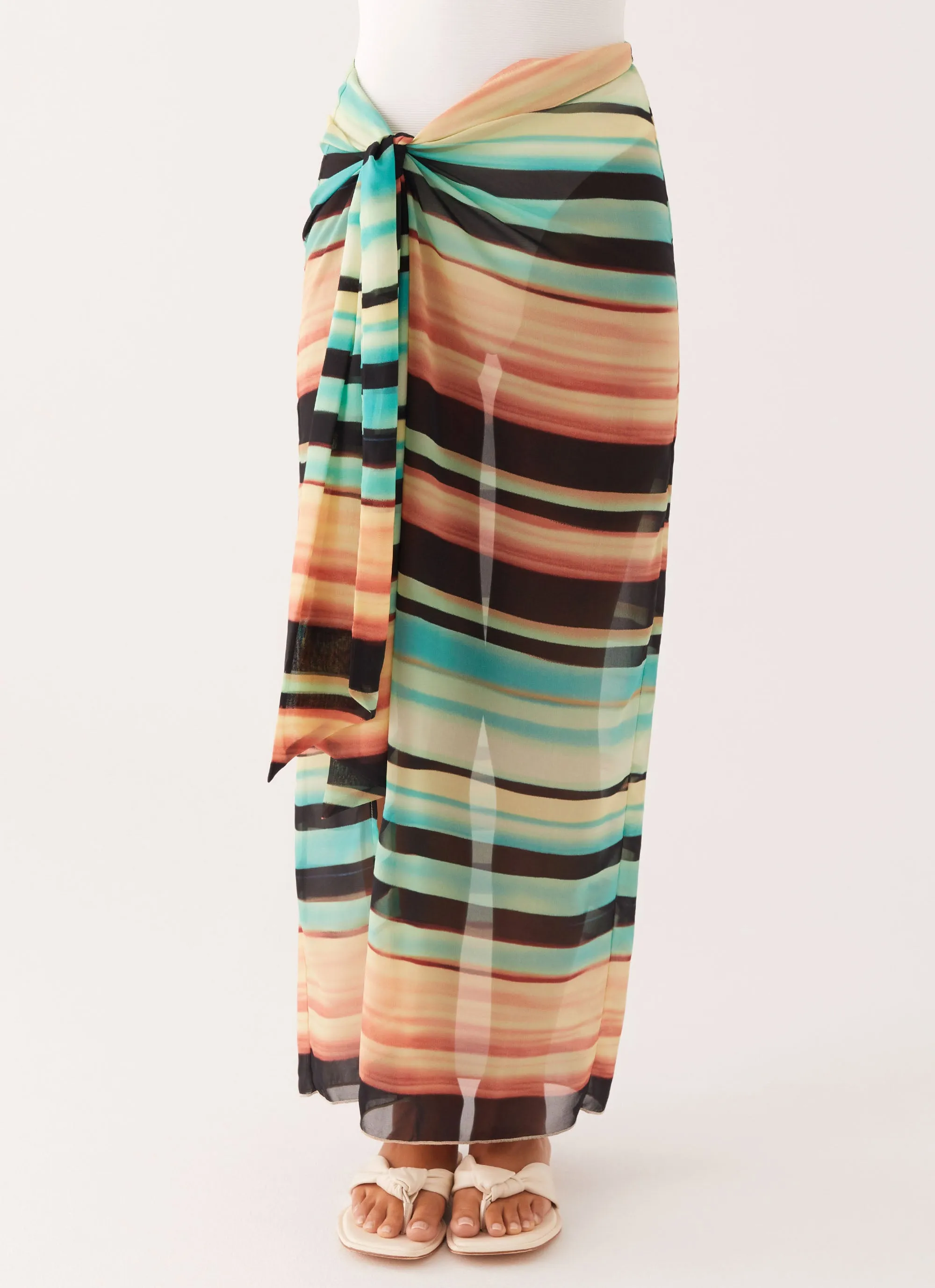 Low Tide Sarong Maxi Skirt - Stripe Non Irritating Tags Stretchy Swim