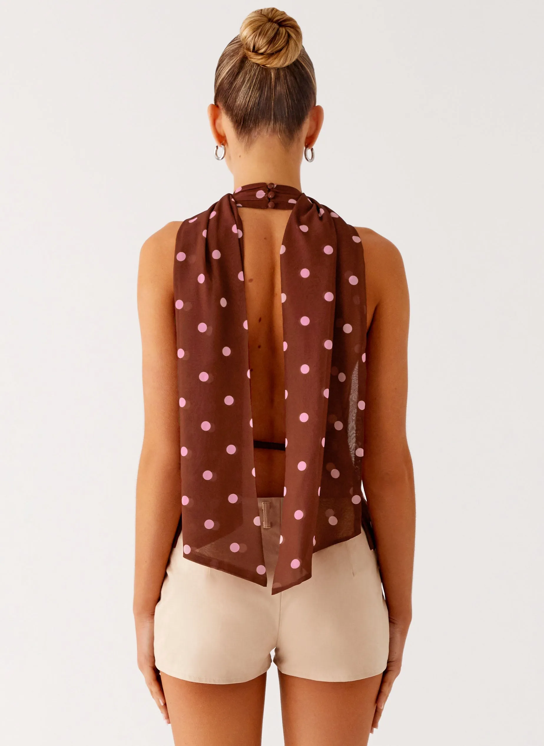 Stealing Love Scarf Top - Chocolate Strawberry Dot Fashionable Style CompressionSupportWeave