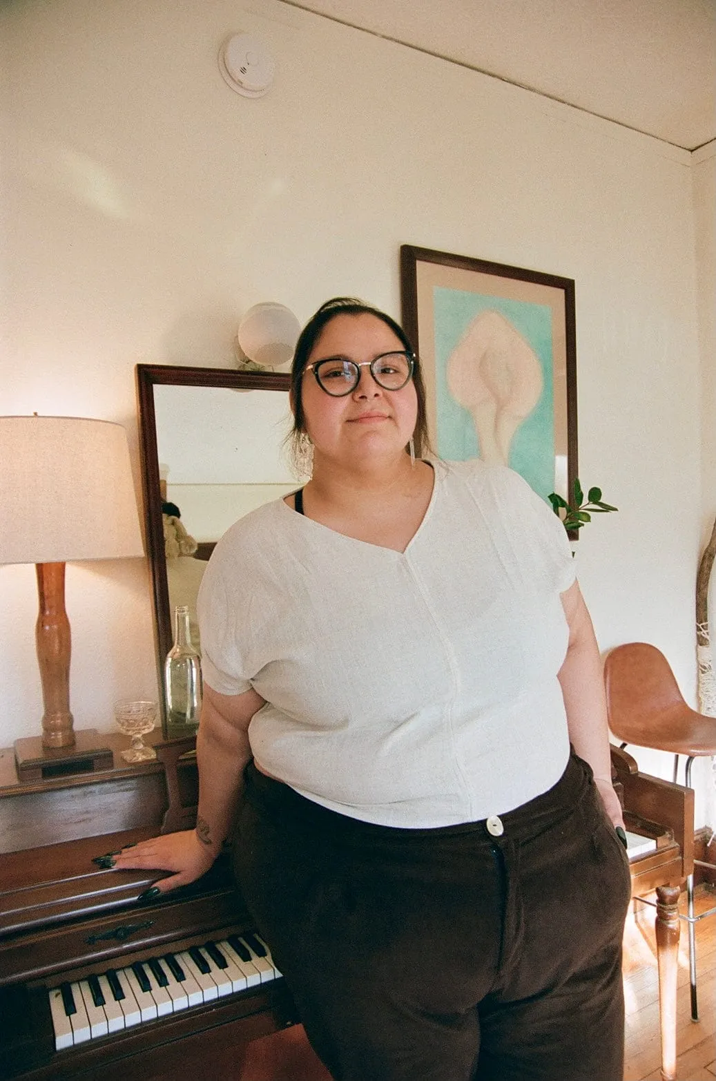 Active Blouse NonSlip Grip Tape Dolman Top in Oat Linen