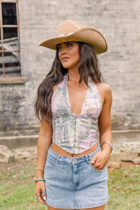 Urban Camo Corset Top- Pink SeamlessConstruction Modern Silhouette